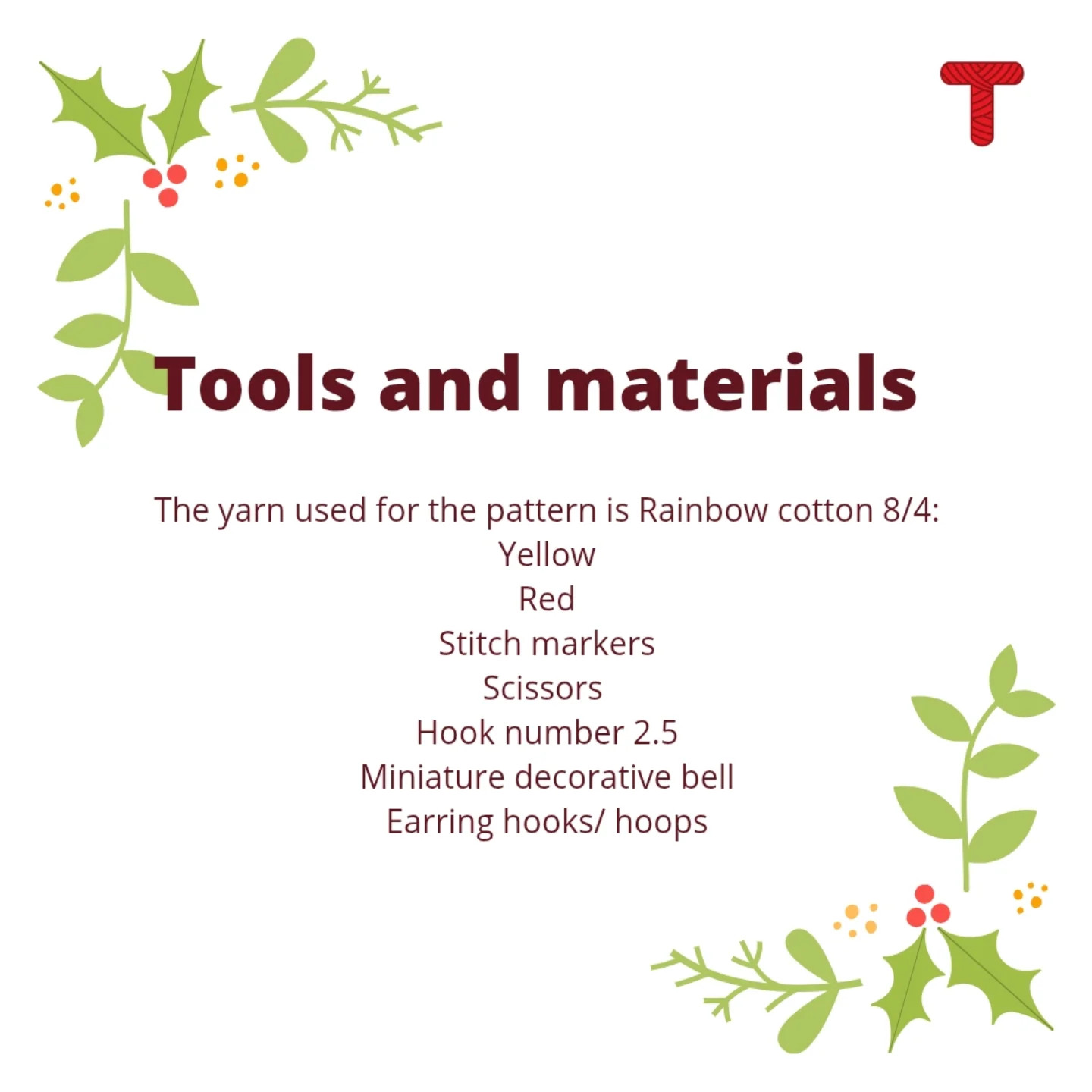 Free Crochet Pattern for Cute Christmas Bell Earrings with Red Bow