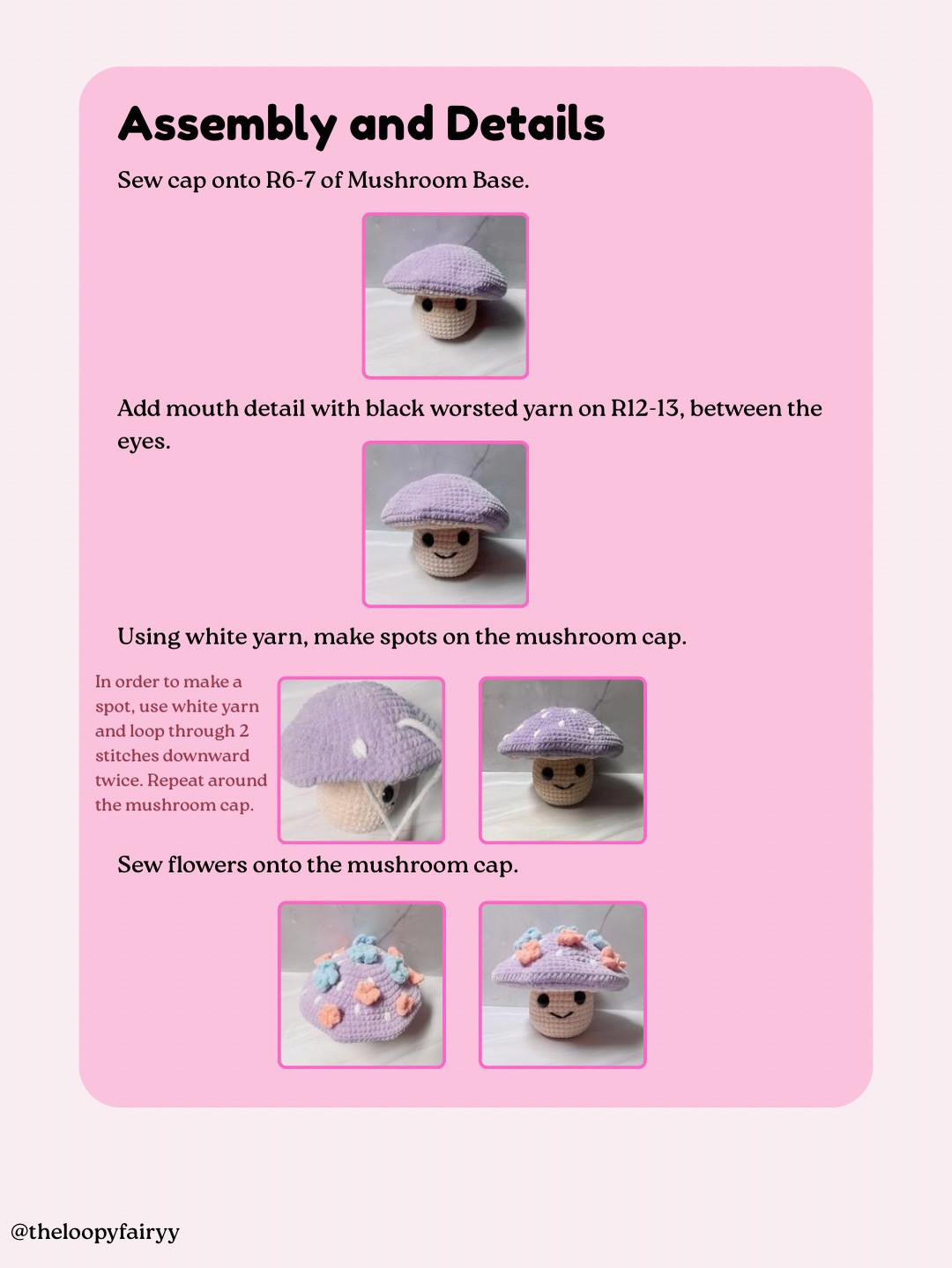 Free Crochet Pattern for Cute Flower Mushroom Amigurumi with Detailed Instructions