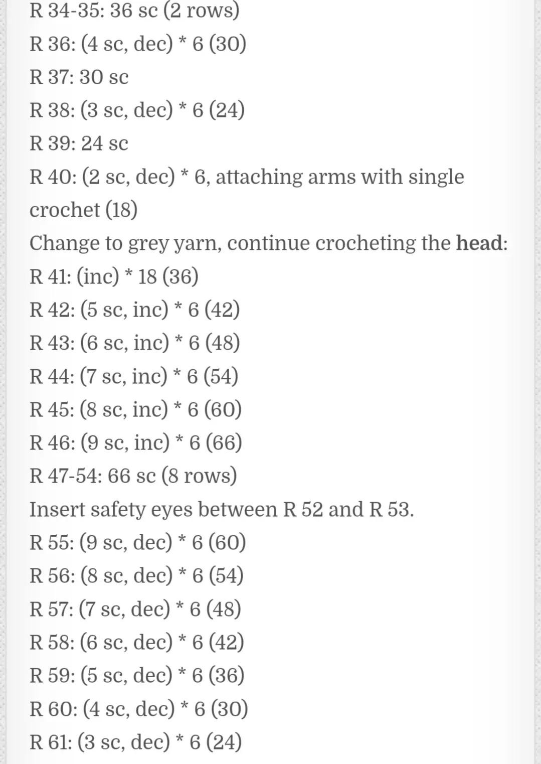 Free Crochet Pattern for Cute Grey Rabbit Amigurumi with Yellow and Purple Striped Sweater