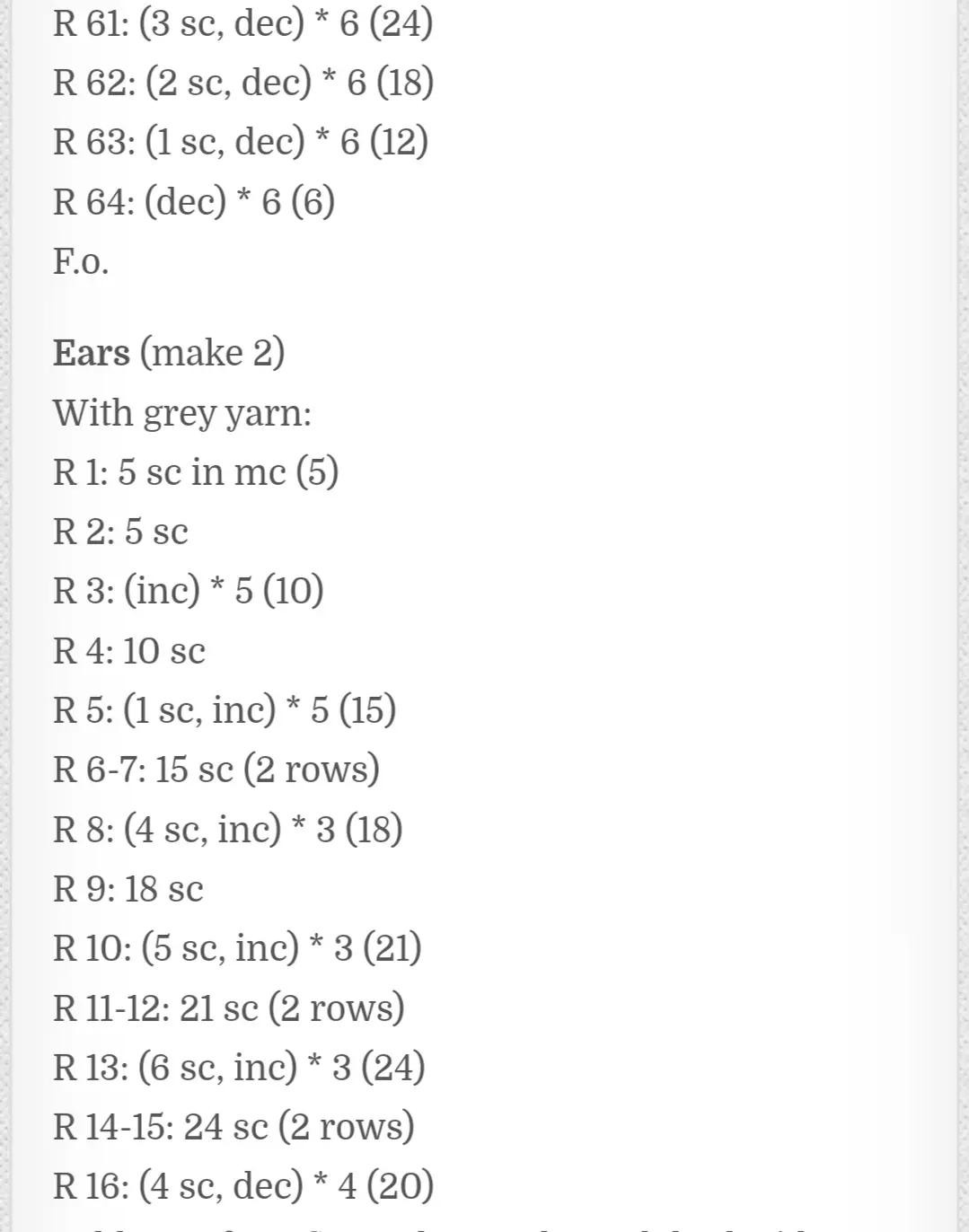 Free Crochet Pattern for Cute Grey Rabbit Amigurumi with Yellow and Purple Striped Sweater
