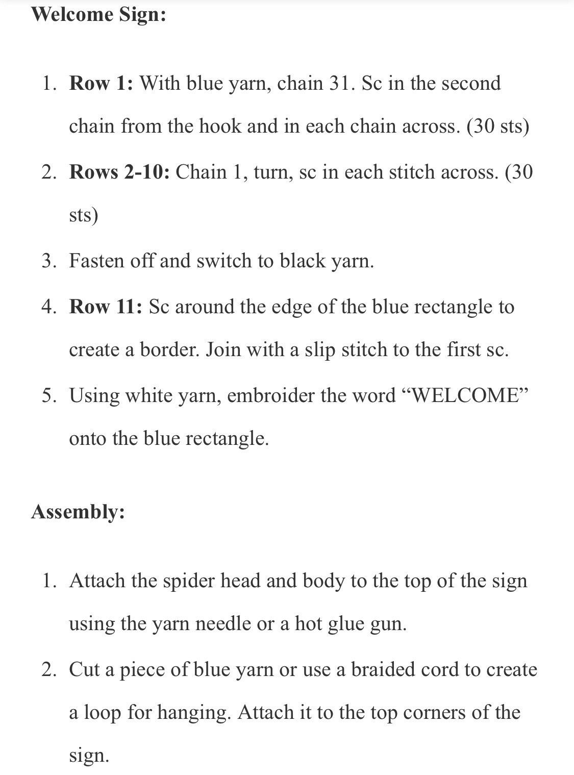 Free Crochet Pattern for Cute Lamb Welcome Sign with Floral Accent