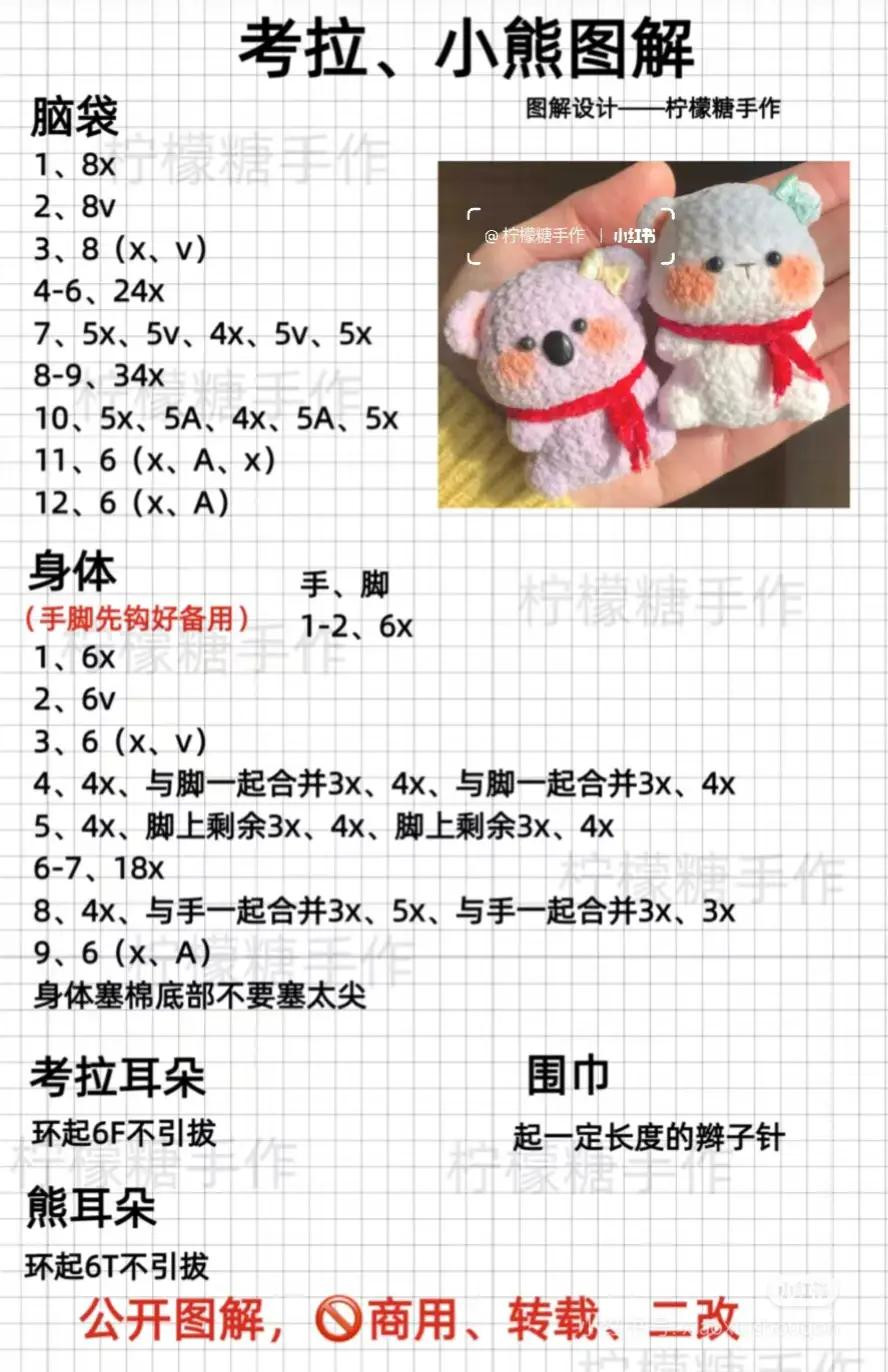 Free Crochet Pattern for Cute Mini Koala and Bear Amigurumi Keychains
