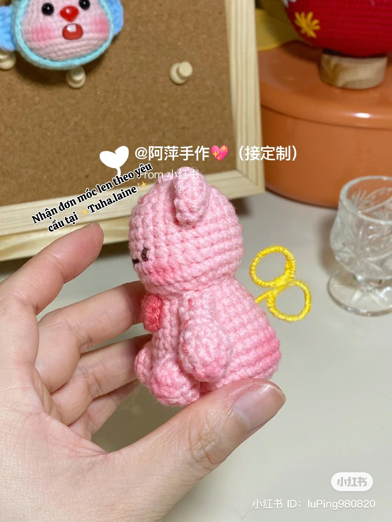 Free Crochet Pattern for Cute Pink Bear Amigurumi Keychain