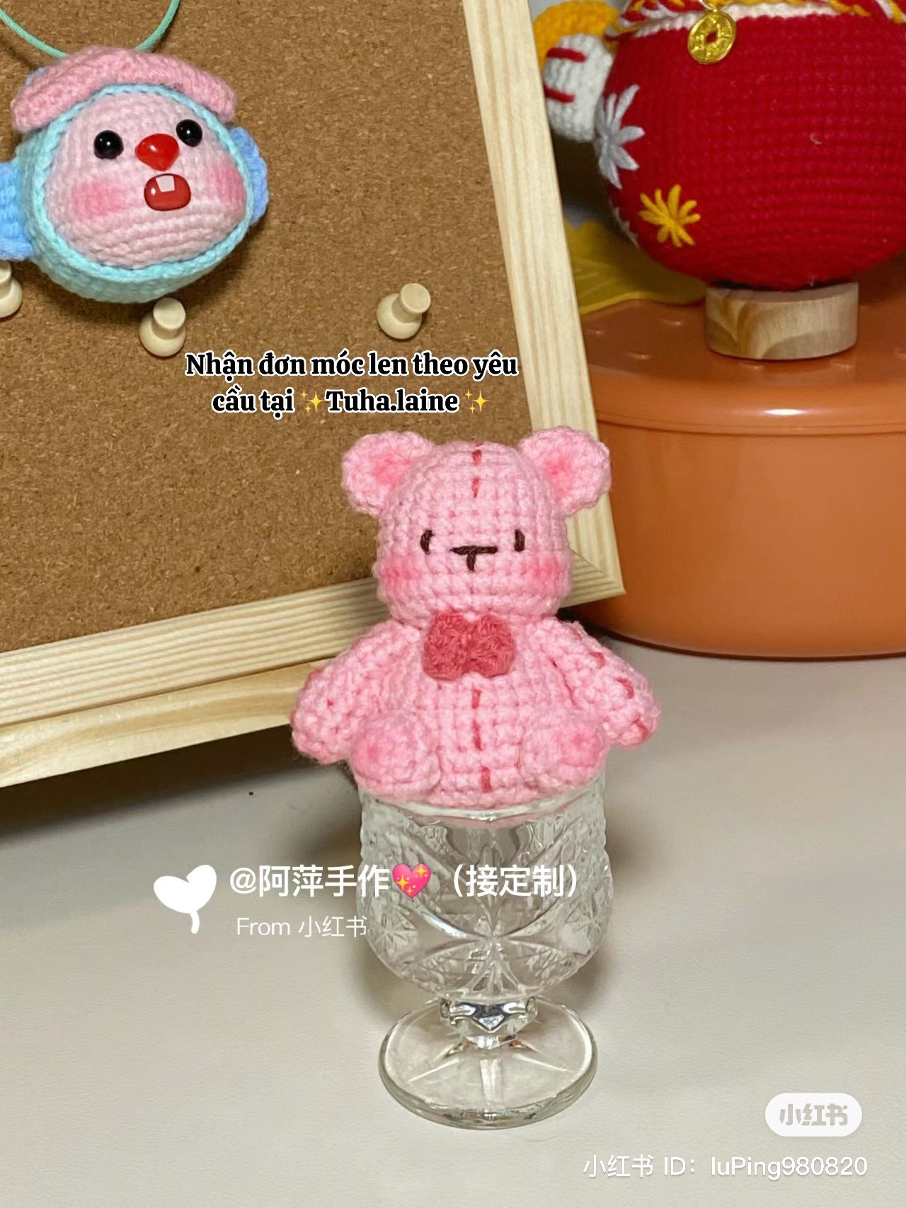 Free Crochet Pattern for Cute Pink Bear Amigurumi Keychain
