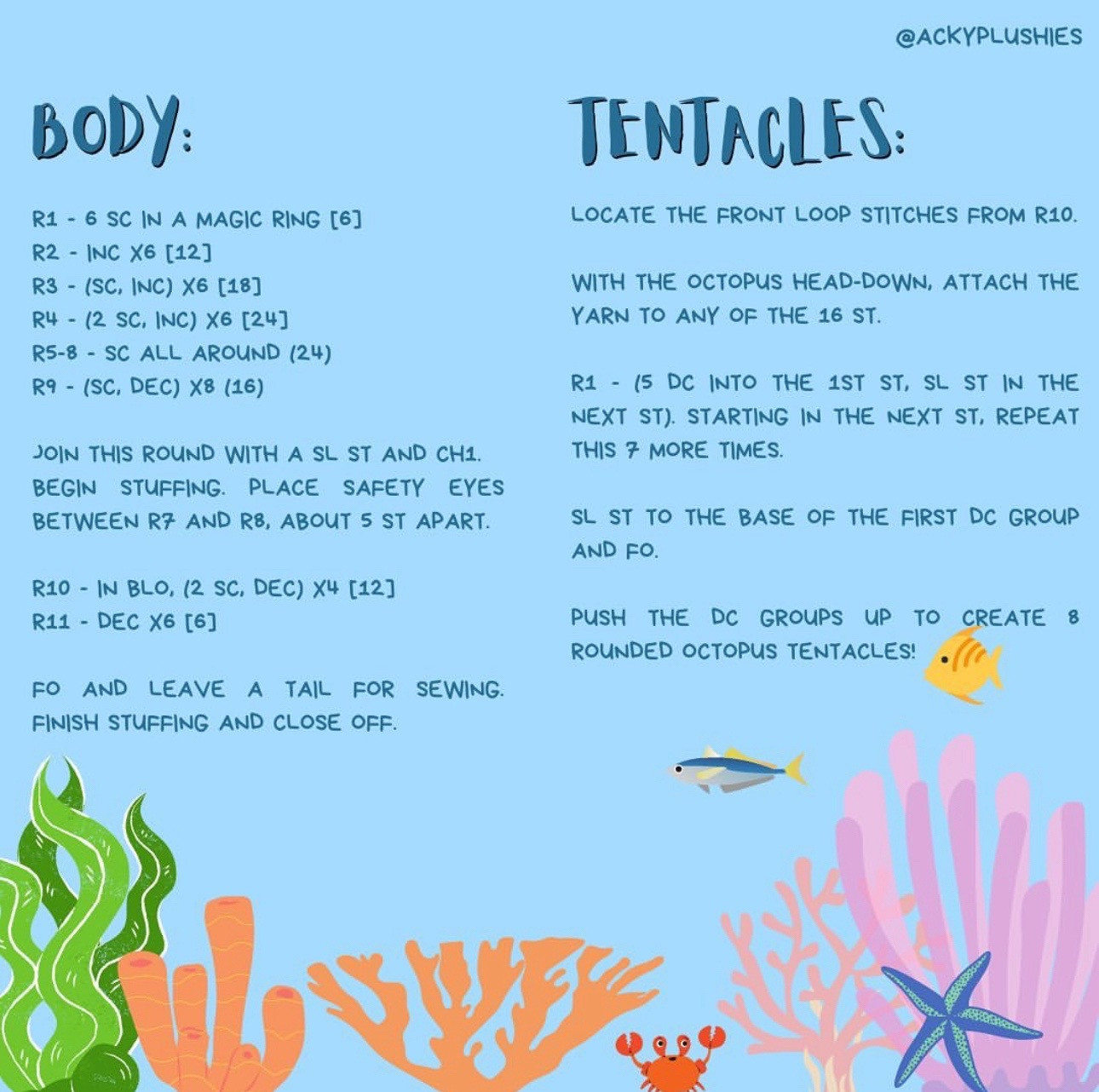 Free Crochet Pattern for Cute Pink Octopus Amigurumi with Materials and Instructions