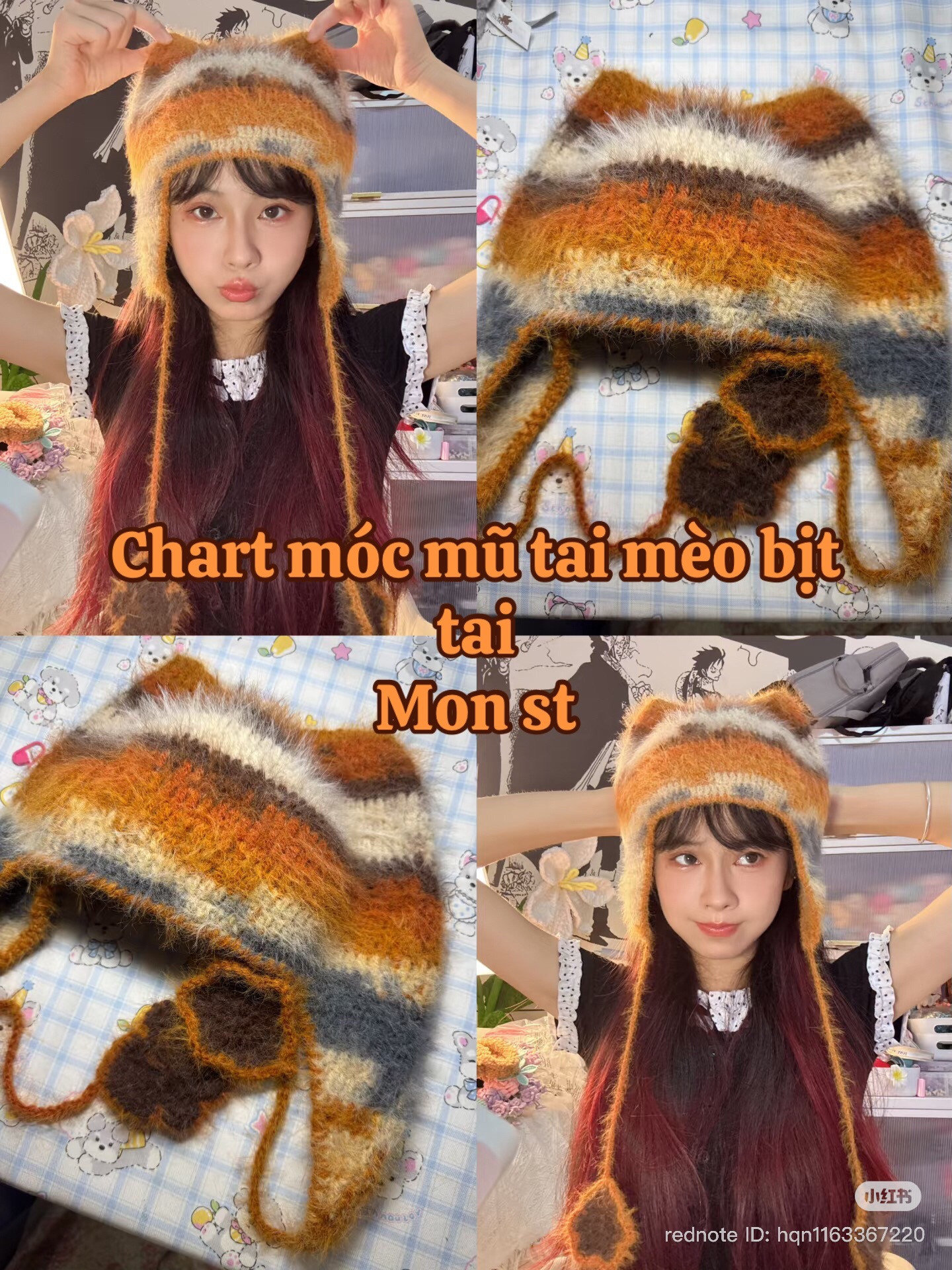 Free Crochet Pattern for Fluffy Cat Ear Hat with Paw Charm