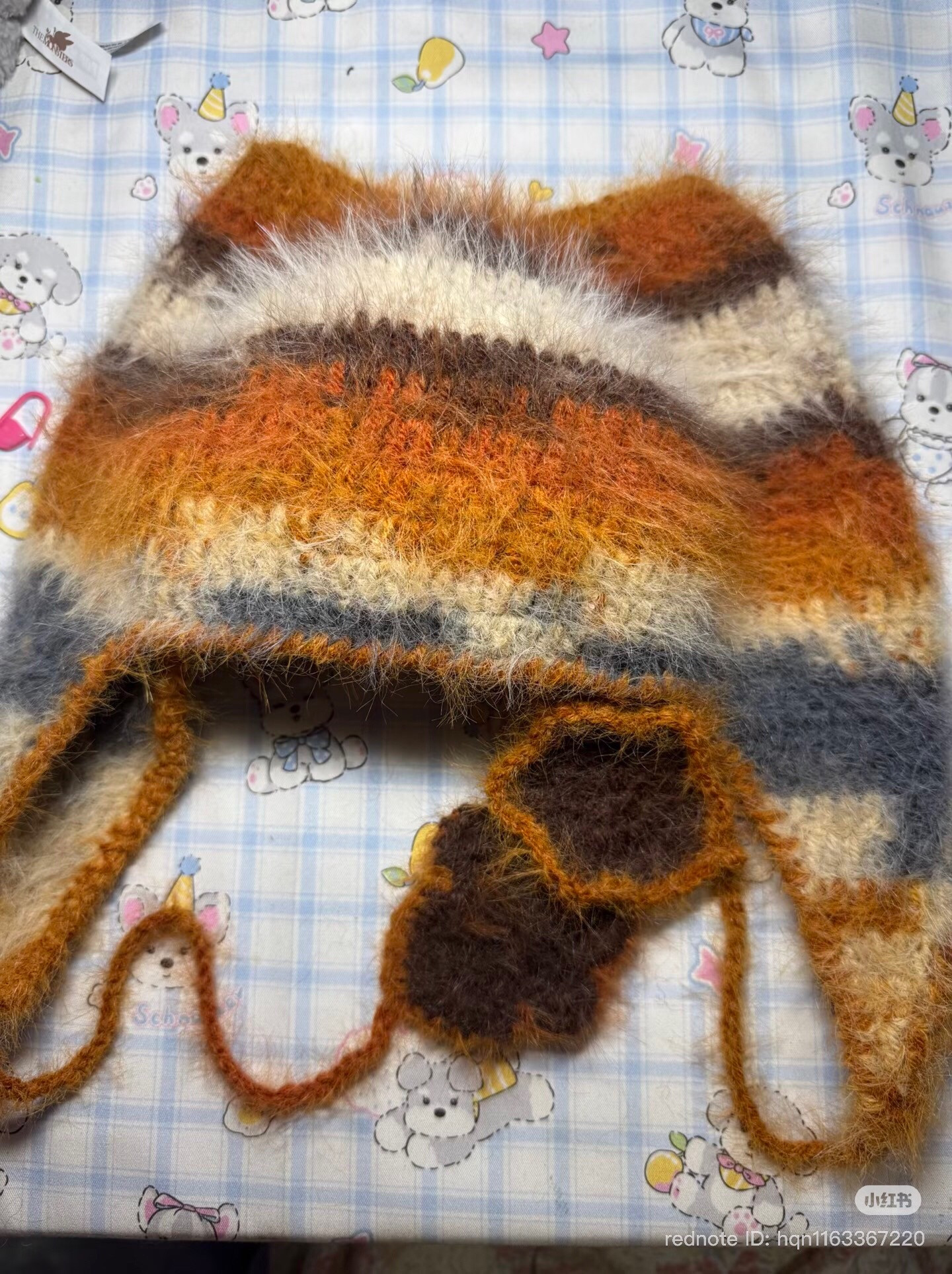 Free Crochet Pattern for Fluffy Cat Ear Hat with Paw Charm