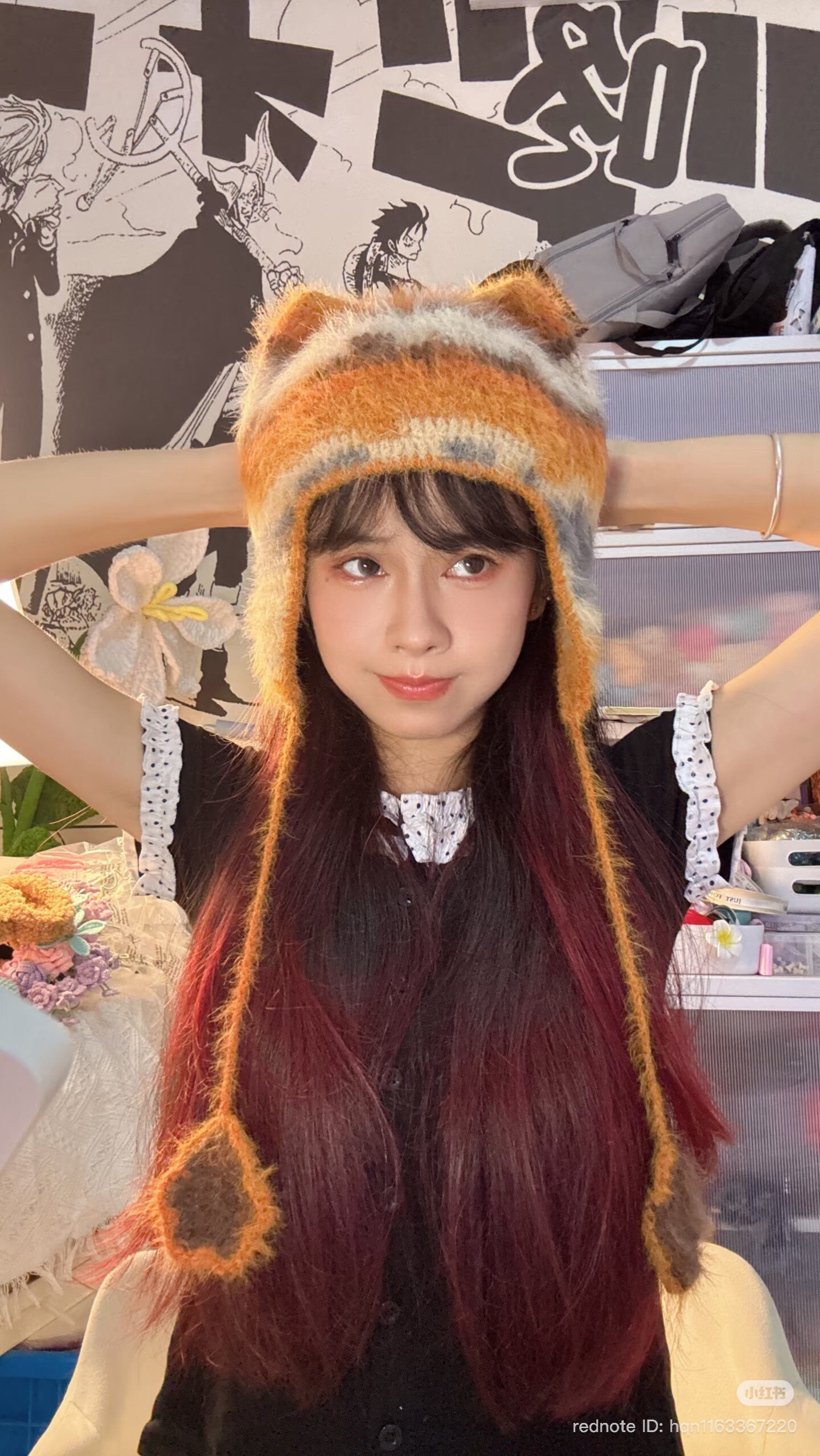 Free Crochet Pattern for Fluffy Cat Ear Hat with Paw Charm