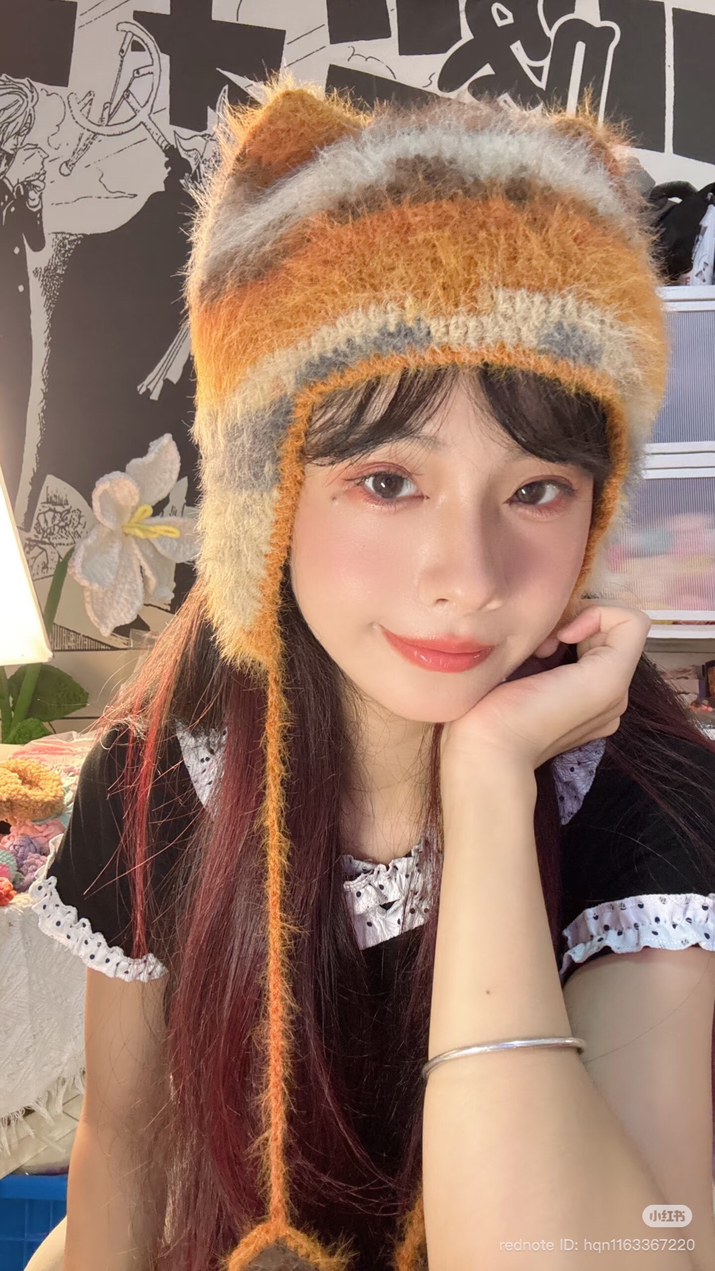 Free Crochet Pattern for Fluffy Cat Ear Hat with Paw Charm
