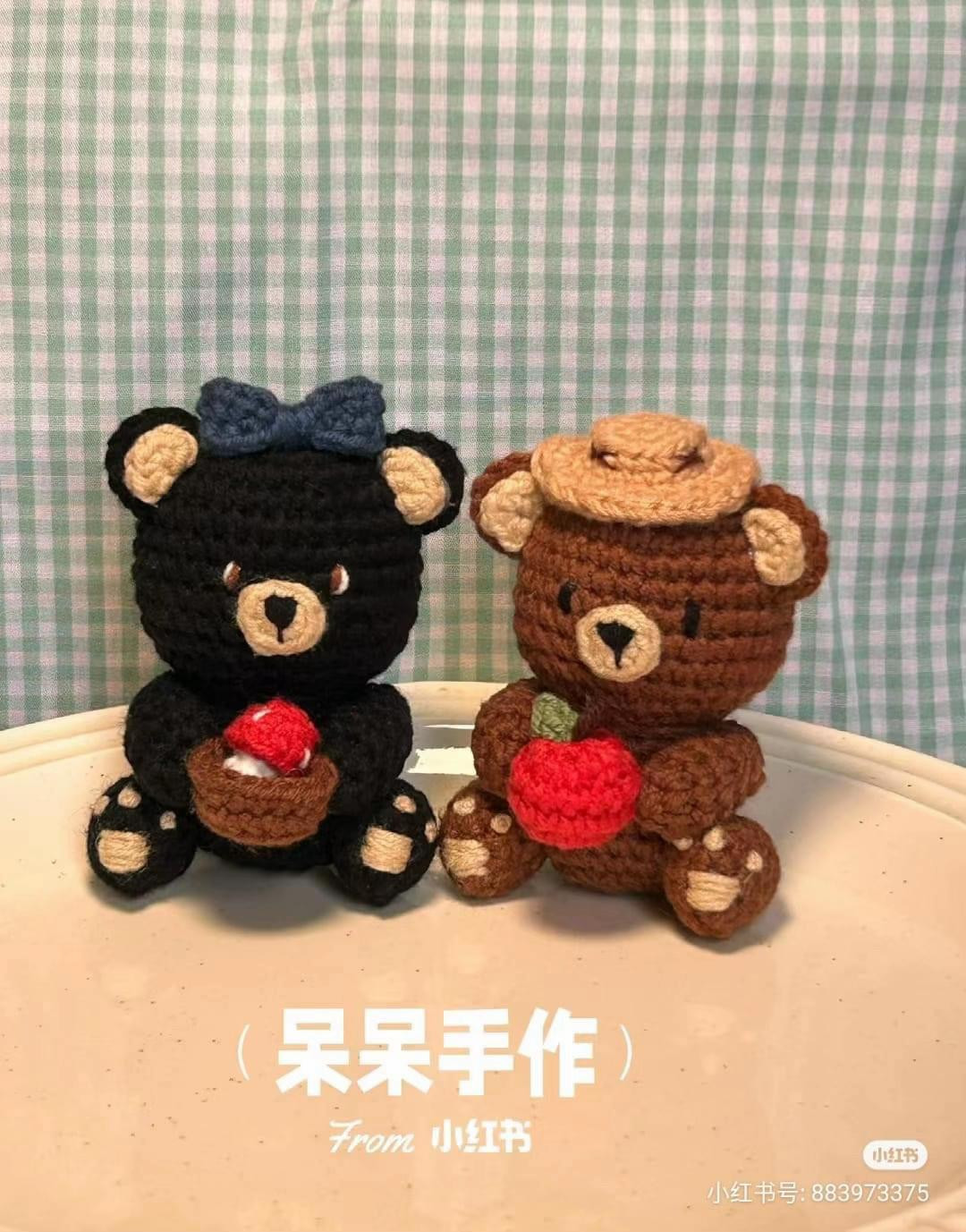 Free Crochet Pattern for Forest Teddy Bear Amigurumi with Apple and Mushroom Accessories