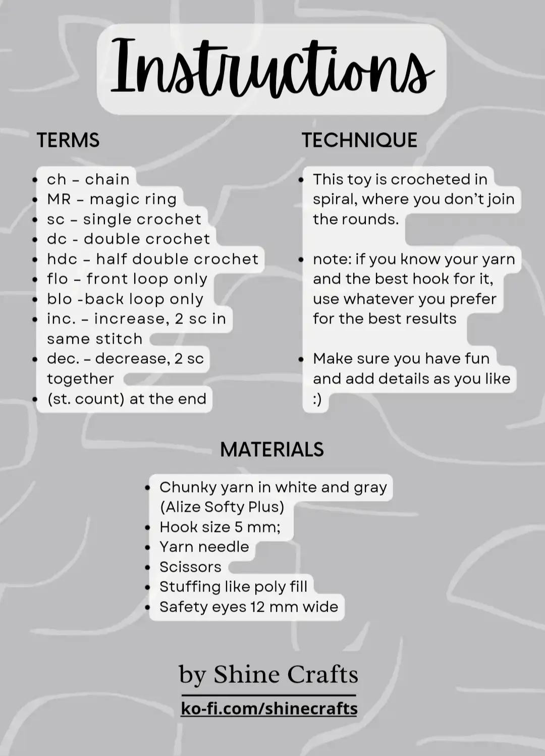 Free Crochet Pattern for Gray and White Totoro Amigurumi Doll