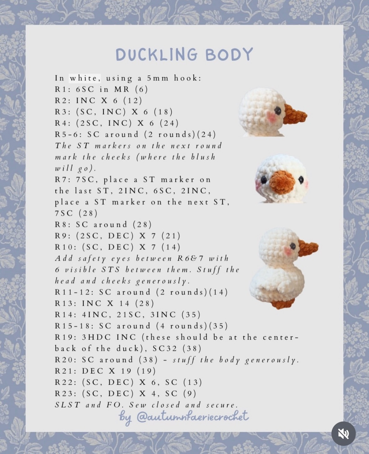 Free Crochet Pattern for Little Miss Snowflake Duckling Amigurumi