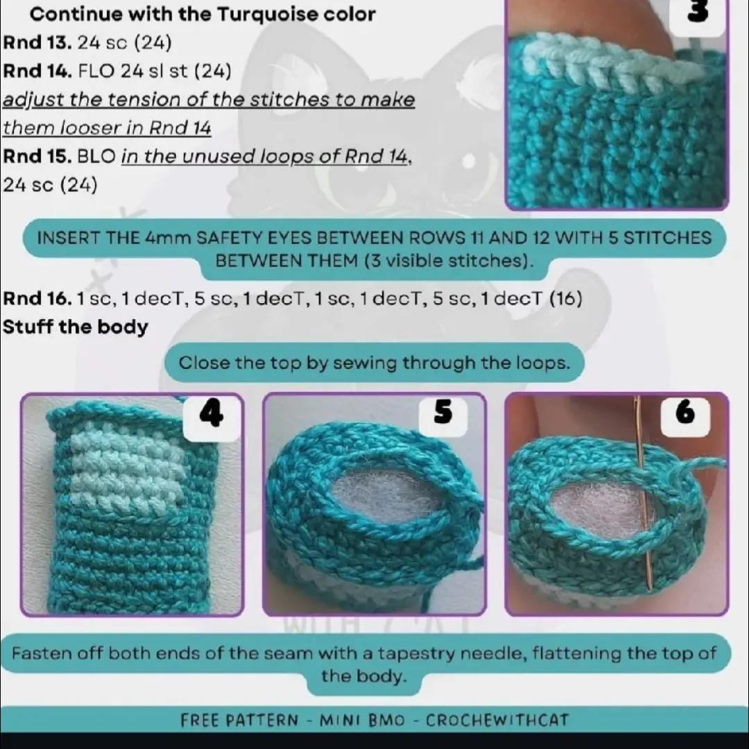 Free Crochet Pattern for Mini BMO Amigurumi Doll from Adventure Time