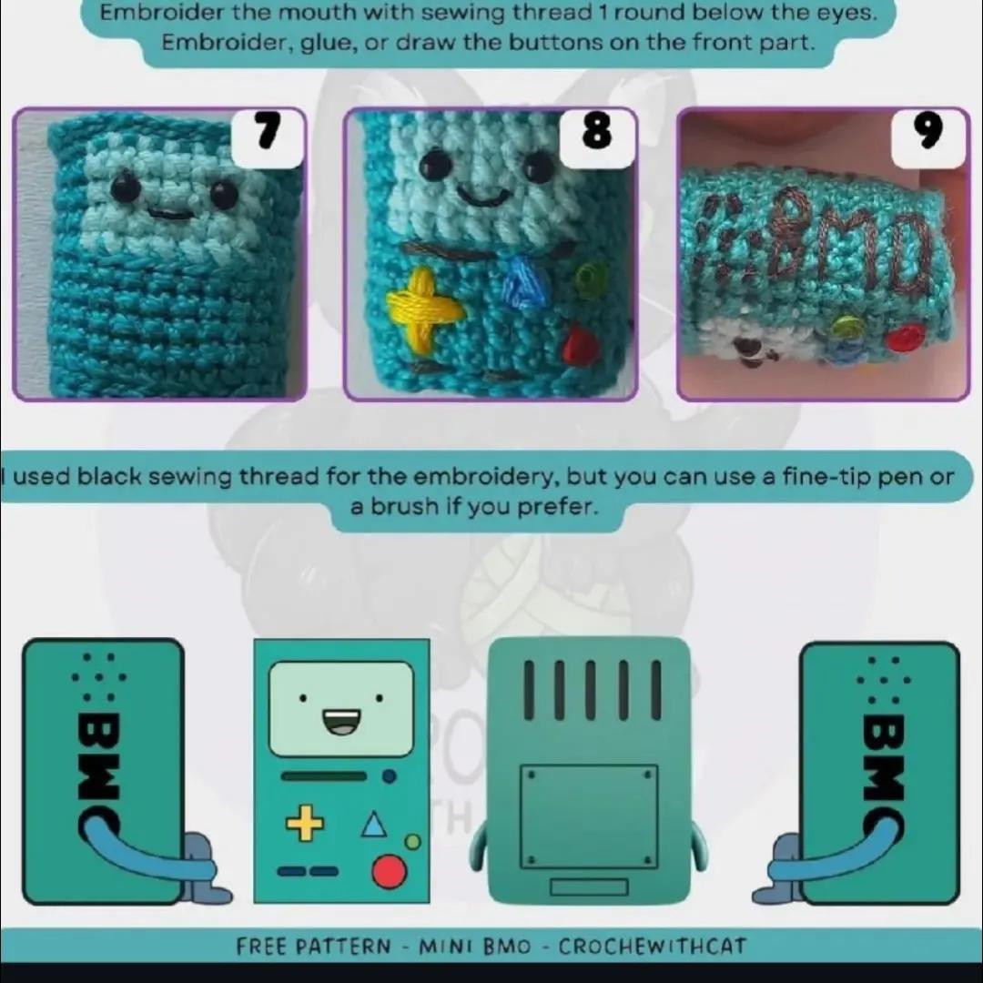 Free Crochet Pattern for Mini BMO Amigurumi Doll from Adventure Time