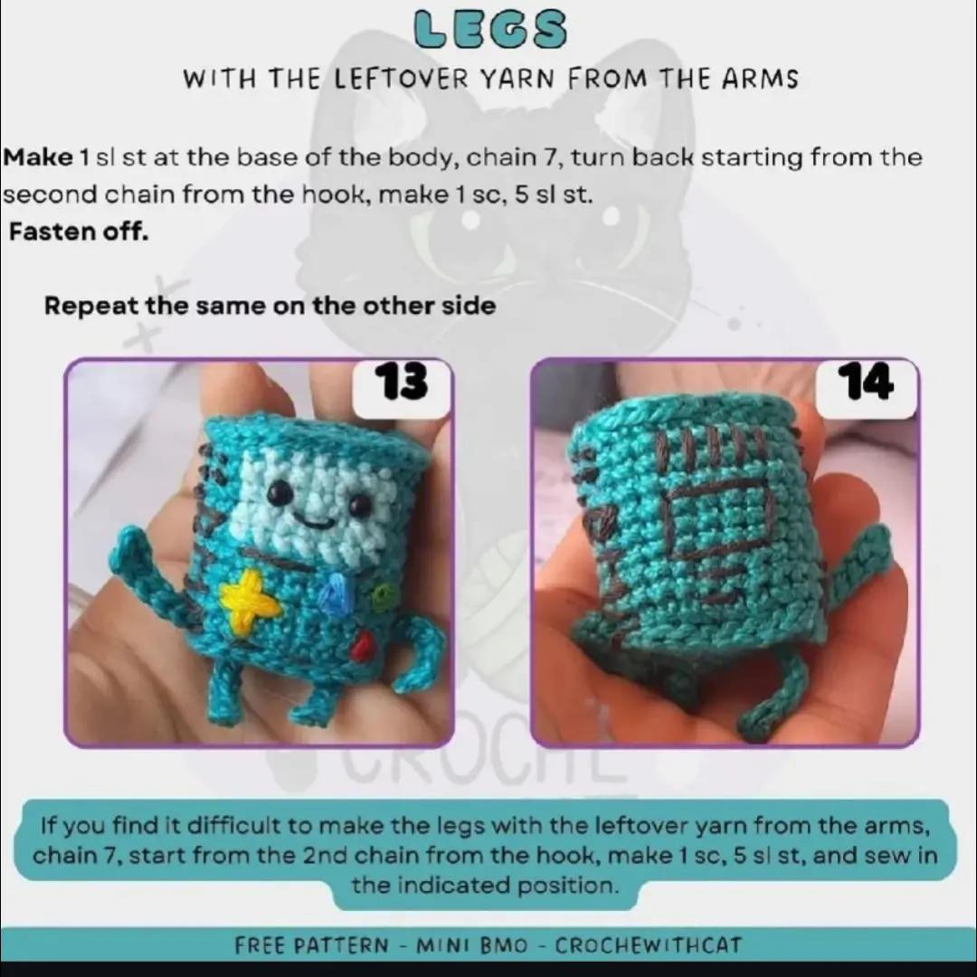Free Crochet Pattern for Mini BMO Amigurumi Doll from Adventure Time