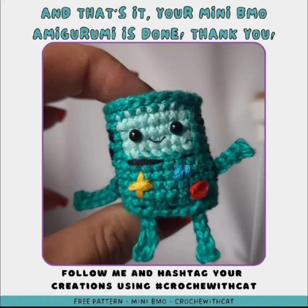 Free Crochet Pattern for Mini BMO Amigurumi Doll from Adventure Time