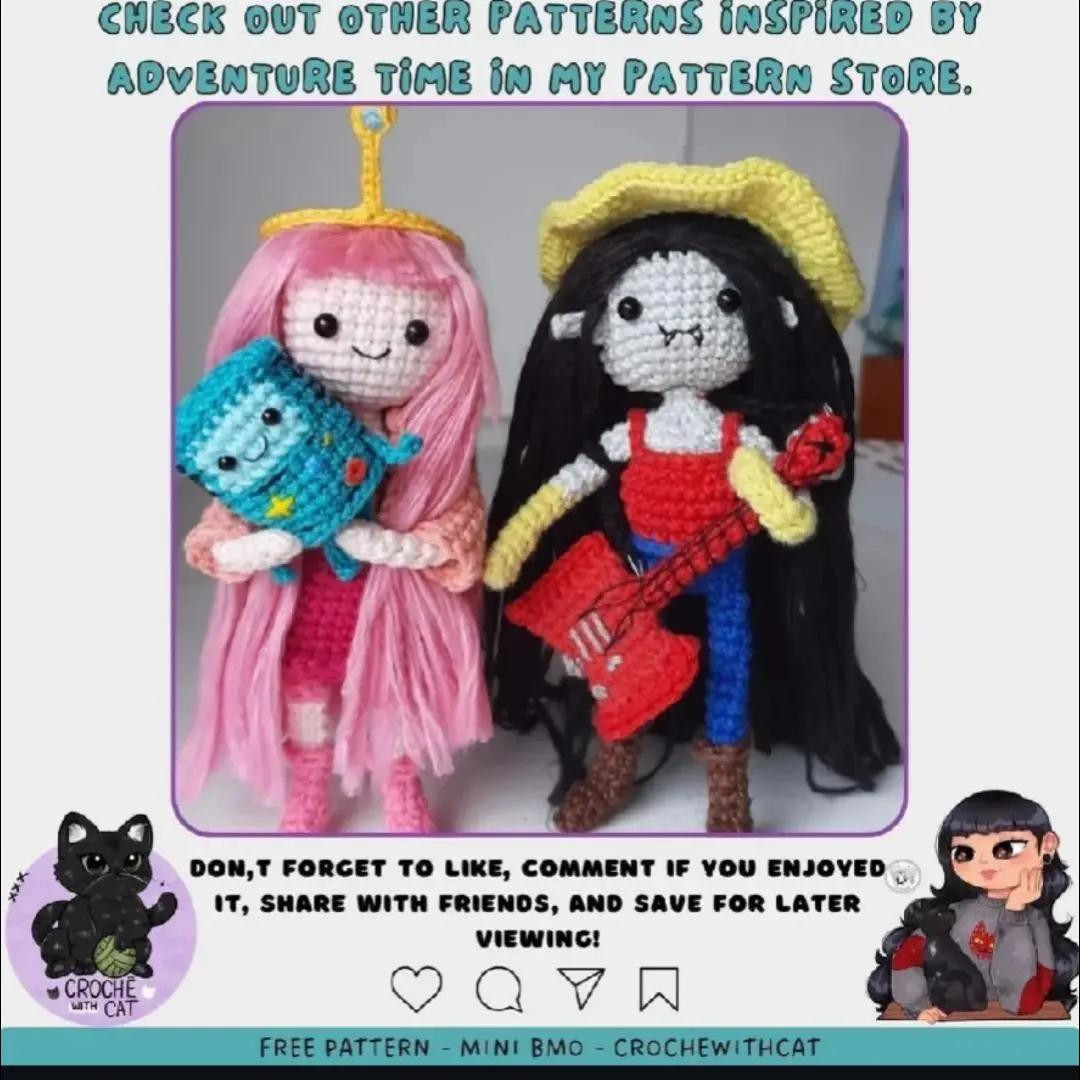Free Crochet Pattern for Mini BMO Amigurumi Doll from Adventure Time