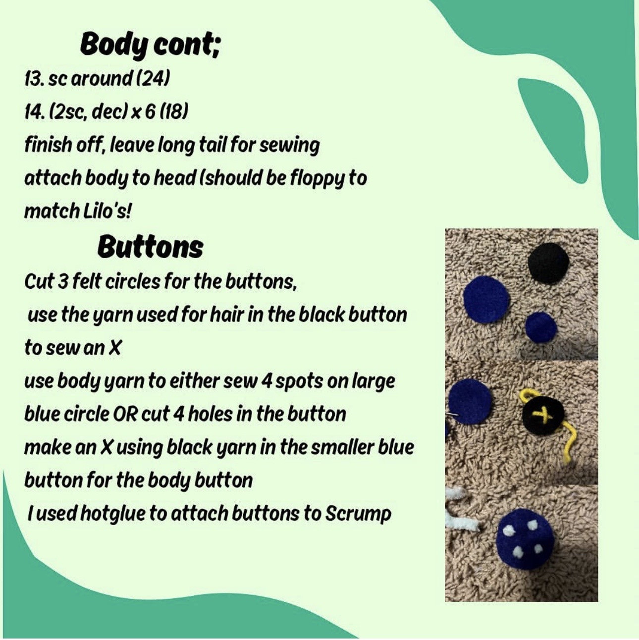 Free Crochet Pattern for Scrump Doll with Bow and Hair