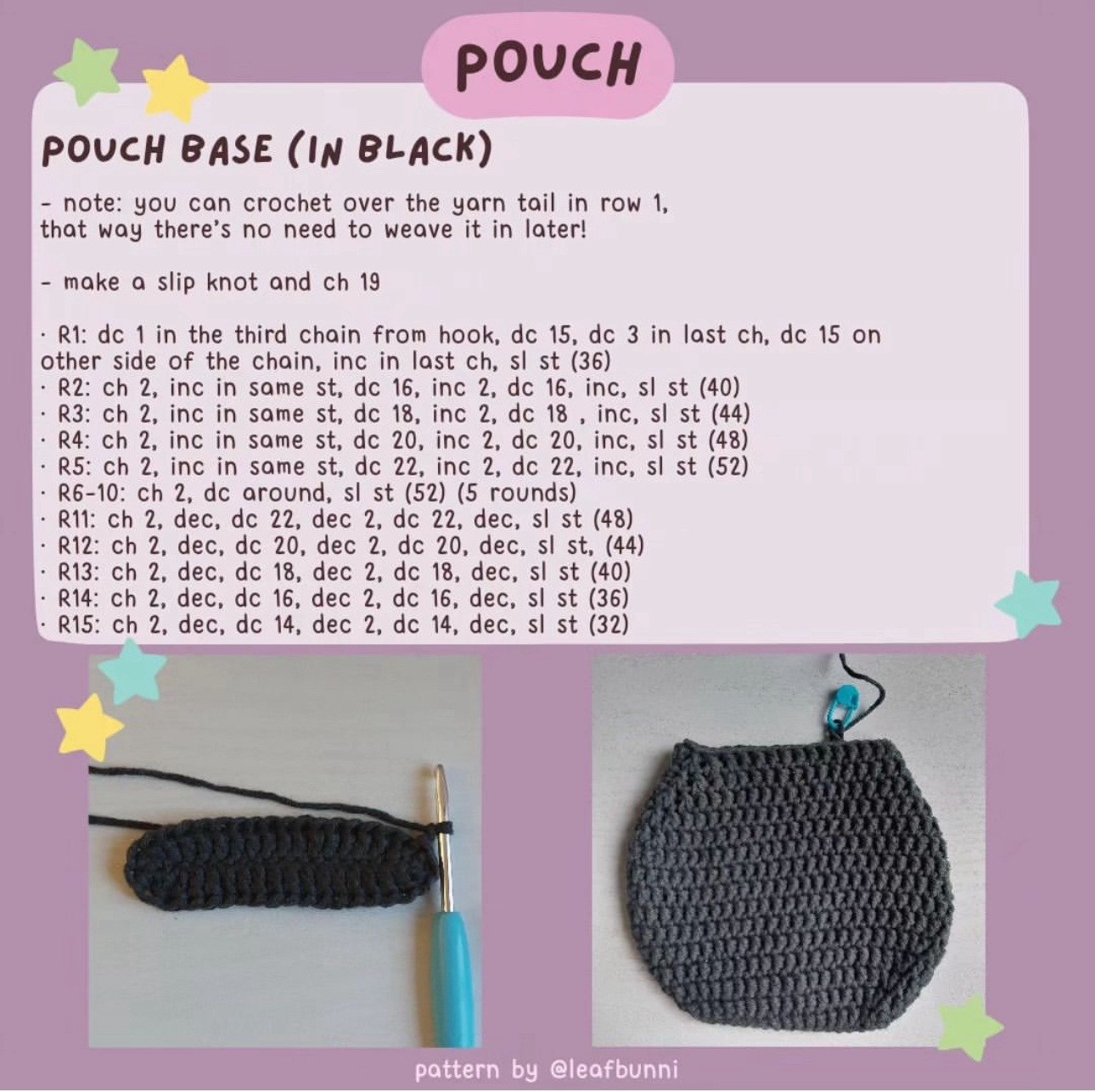 Free Crochet Pattern for Soot Sprite Pouch with Colorful Flower Details