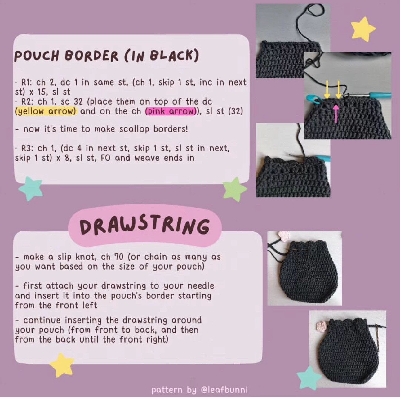 Free Crochet Pattern for Soot Sprite Pouch with Colorful Flower Details