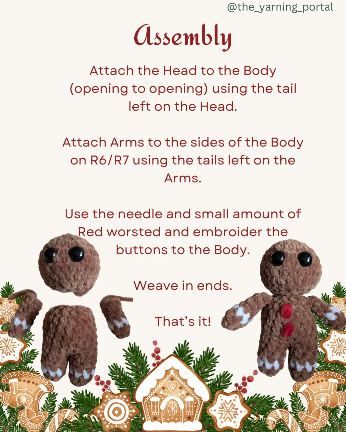 Free Crochet Pattern: Gingerbread Man Amigurumi Doll
