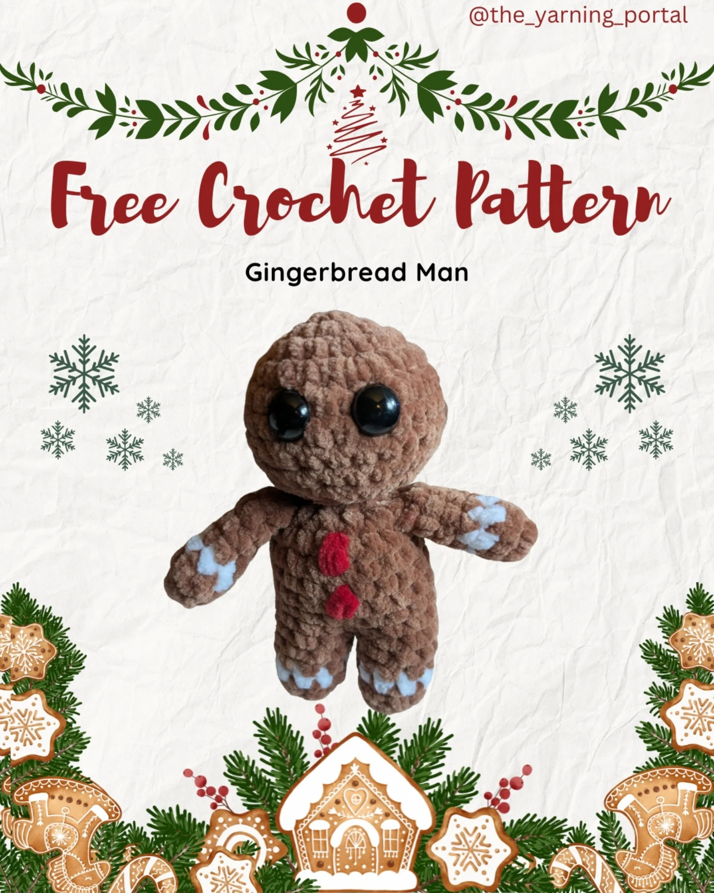 Free Crochet Pattern: Gingerbread Man Amigurumi Doll