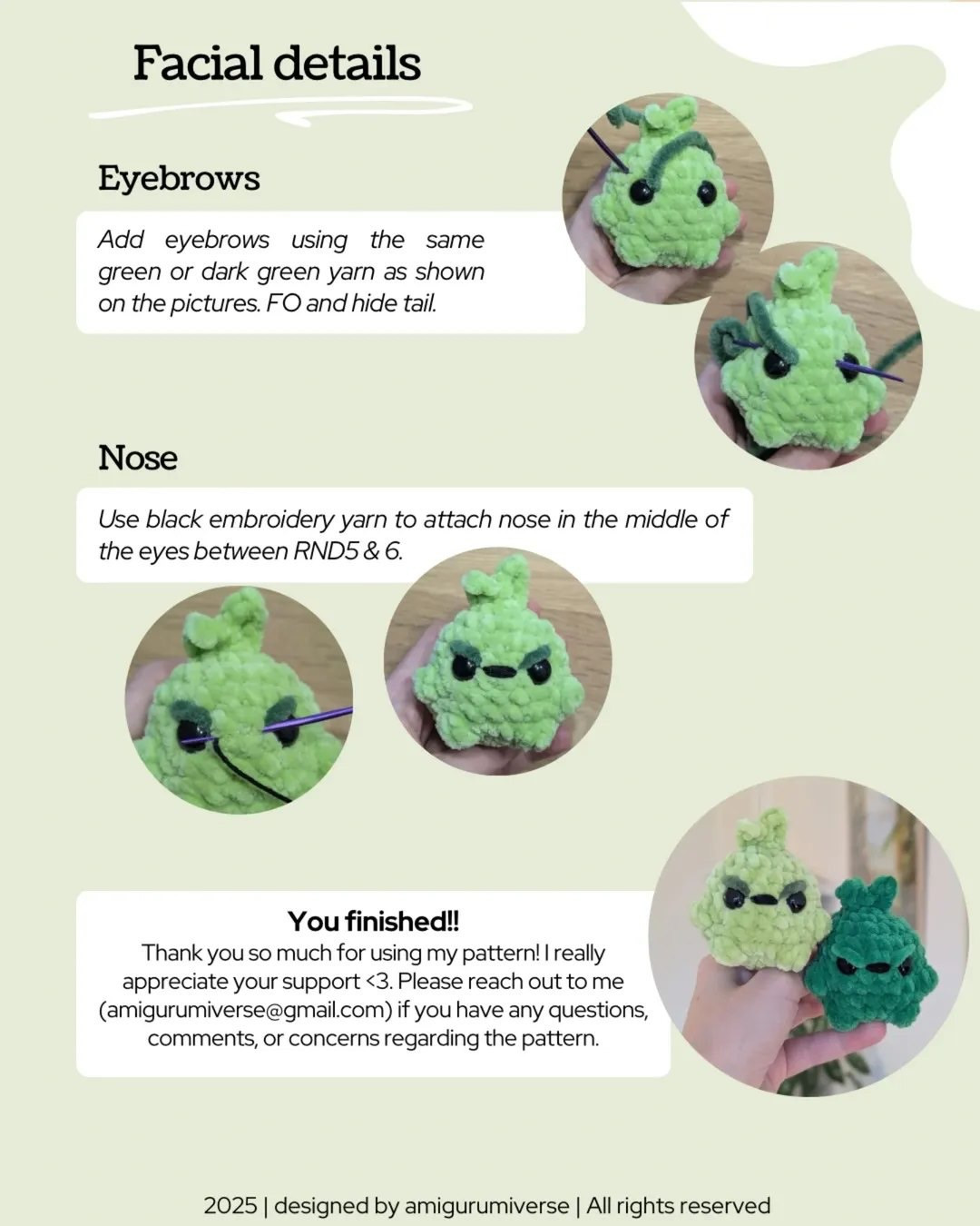 Free Crochet Pattern: Green Grumpling Amigurumi Doll with Bobble Stitch Instructions