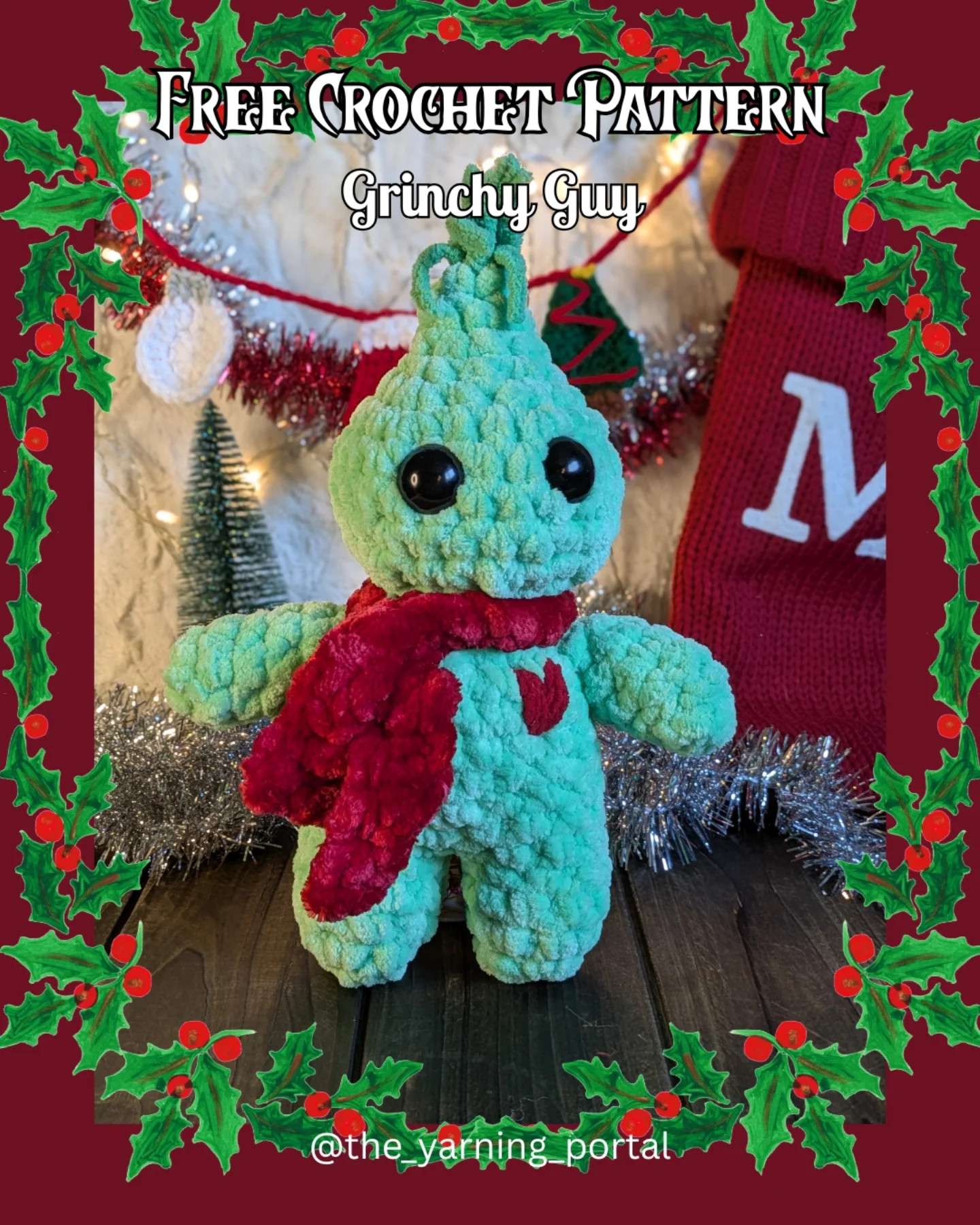 Free Crochet Pattern Grinchy Guy Amigurumi Doll