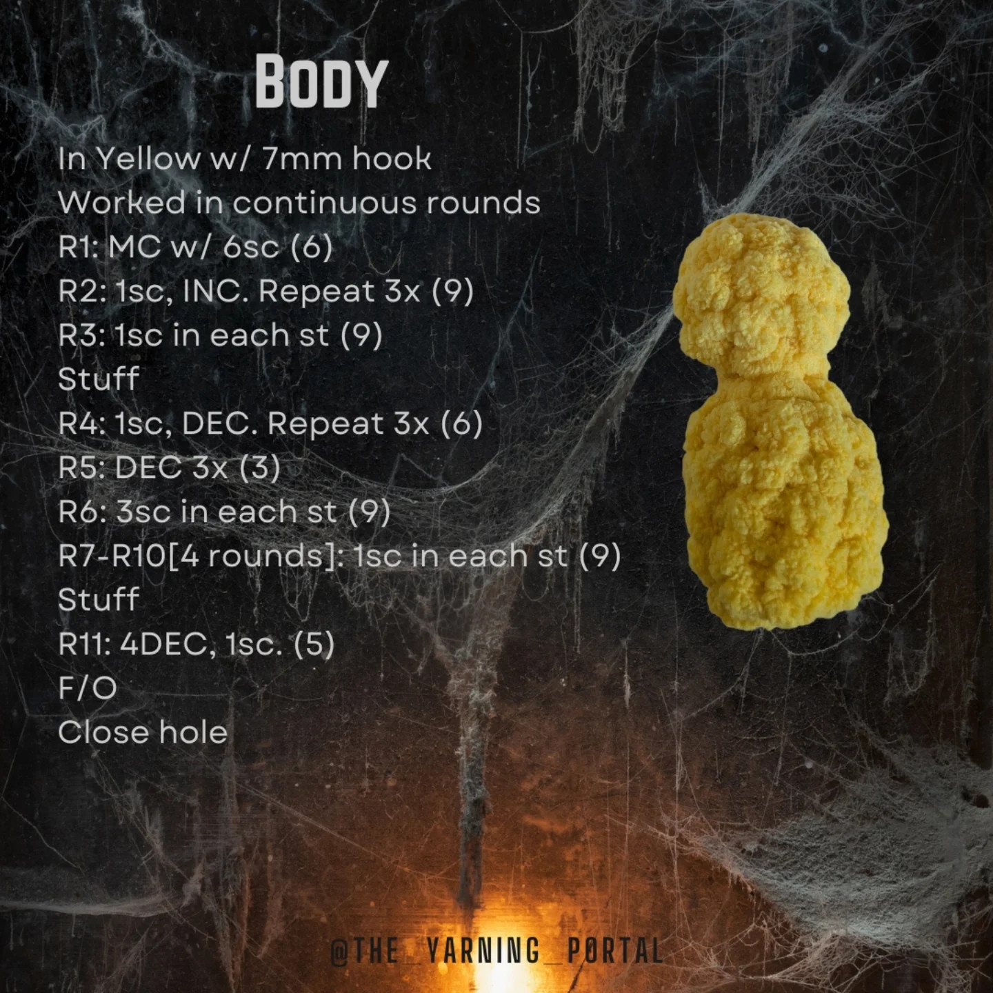 Free Crochet Pattern: Hastur Keychain (Yellow & Black)