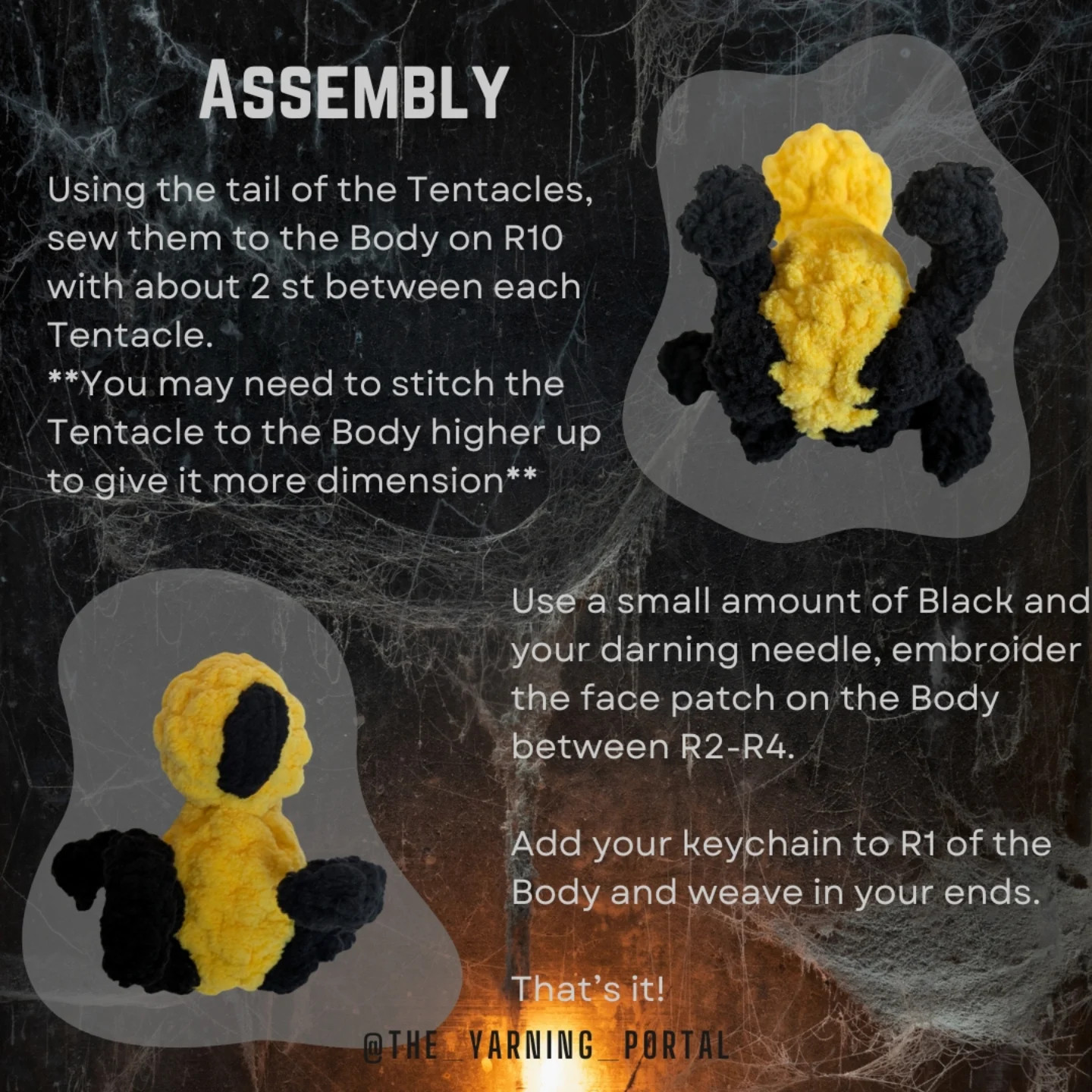 Free Crochet Pattern: Hastur Keychain (Yellow & Black)