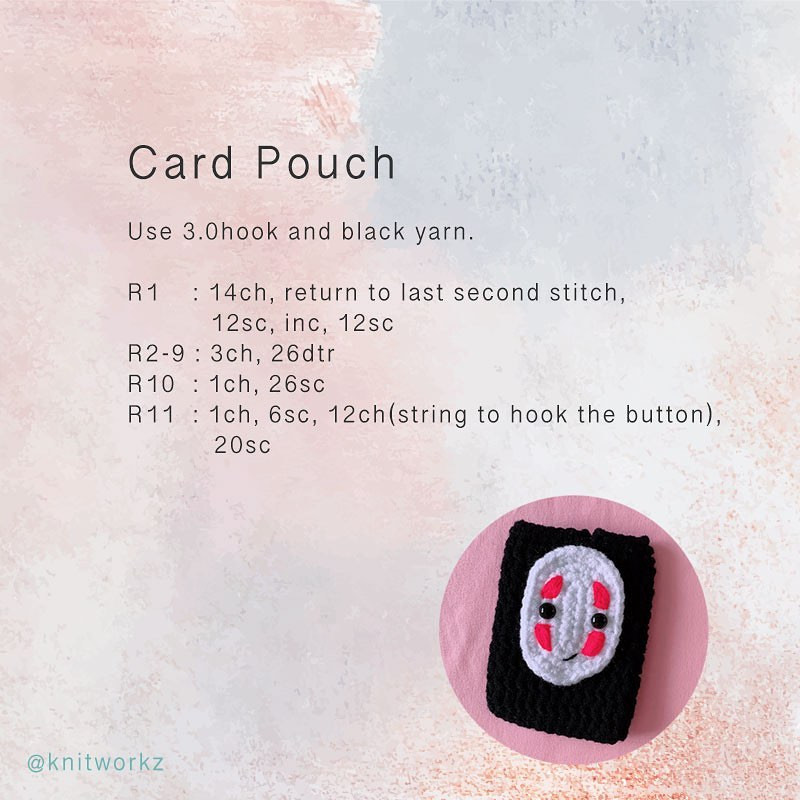 Free Crochet Pattern: Kaonashi No Face Card Pouch - Complete Chart and Instructions by Knitworkz