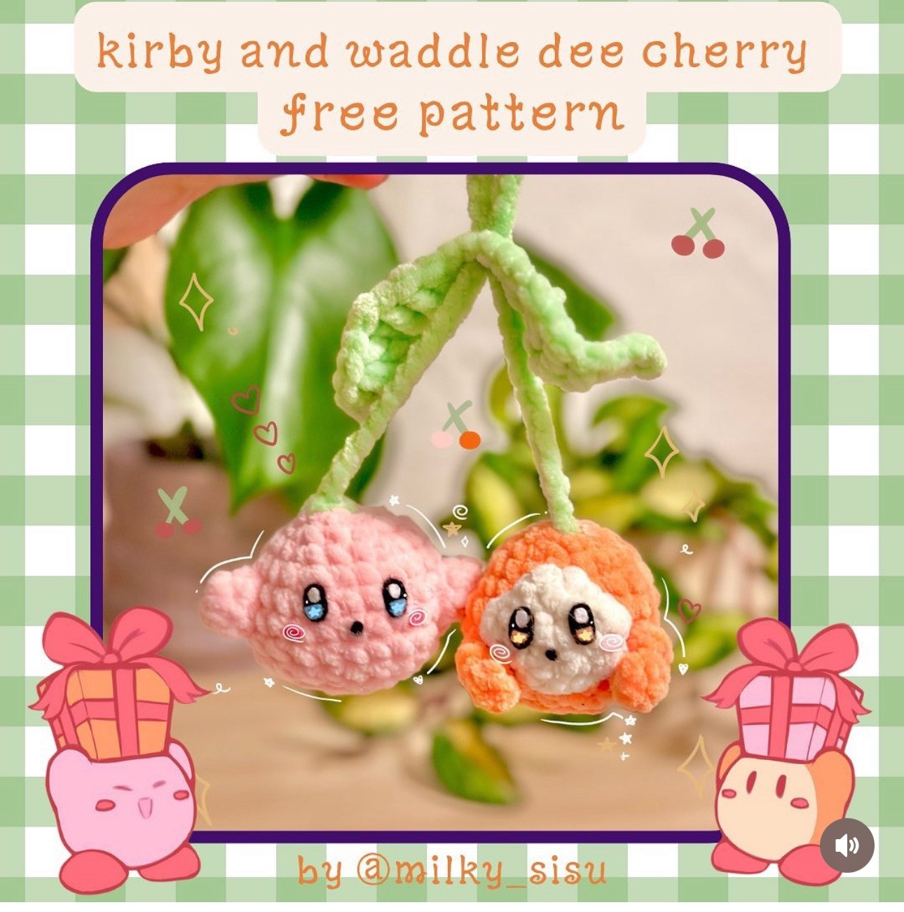 Free Crochet Pattern: Kirby and Waddle Dee Cherry Amigurumi Dolls
