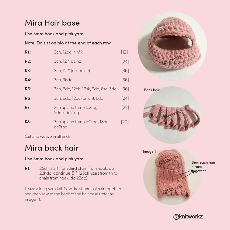 Free Crochet Pattern Labubu Mira Outfit: Pink Hood, Shirt and Skirt