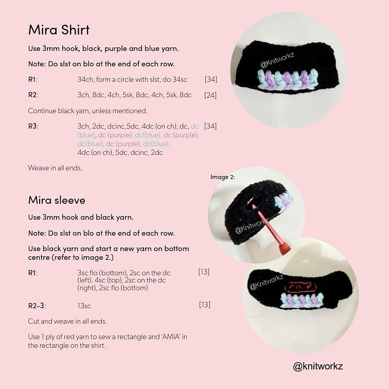 Free Crochet Pattern Labubu Mira Outfit: Pink Hood, Shirt and Skirt