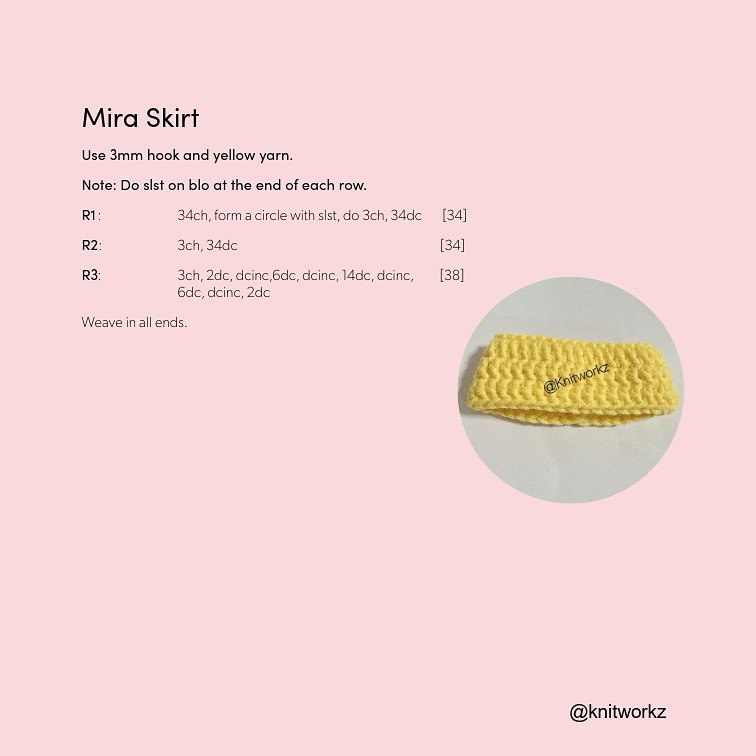 Free Crochet Pattern Labubu Mira Outfit: Pink Hood, Shirt and Skirt