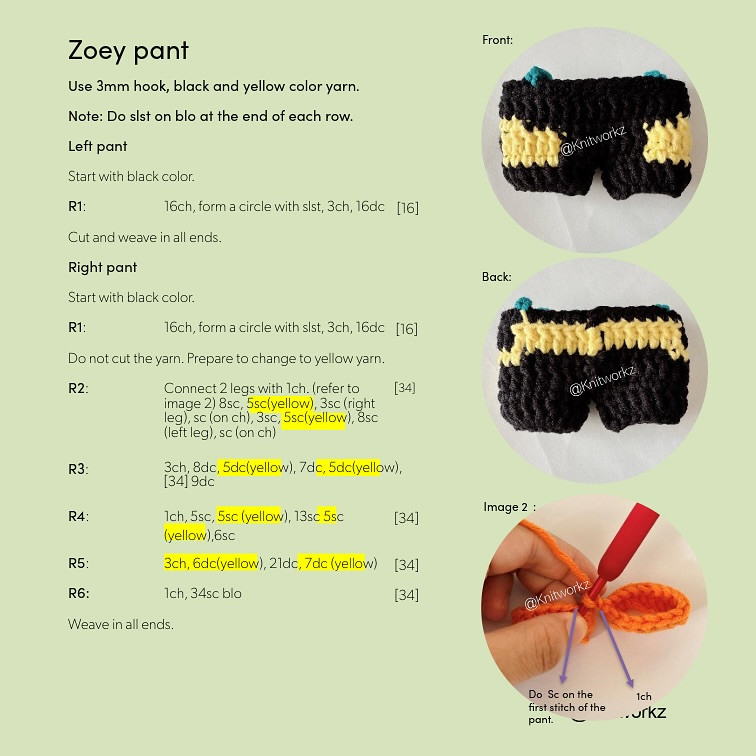Free Crochet Pattern Labubu v1/v3 Zoey Outfit: Hair, Pants, and Accessories