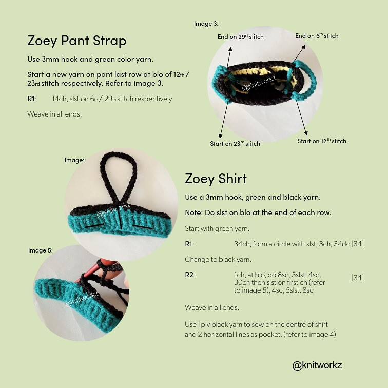 Free Crochet Pattern Labubu v1/v3 Zoey Outfit: Hair, Pants, and Accessories