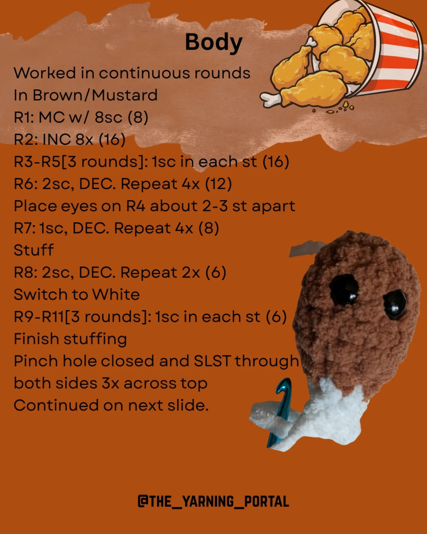 Free Crochet Pattern: Low Sew Chicken Leg Amigurumi