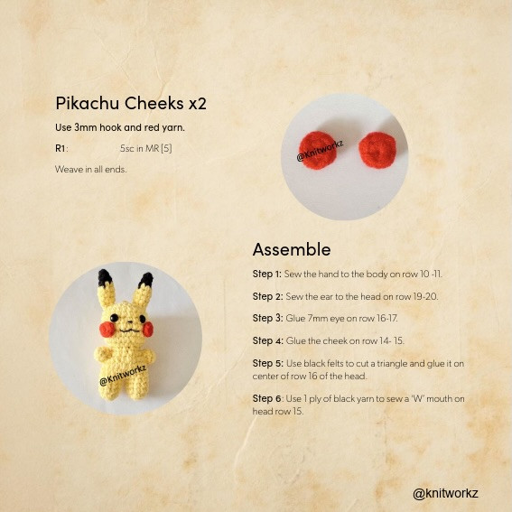 Free Crochet Pattern: Luffy x Pikachu Amigurumi Doll by Knitworkz