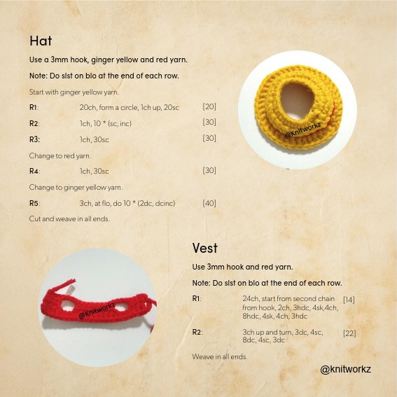 Free Crochet Pattern: Luffy x Pikachu Amigurumi Doll by Knitworkz