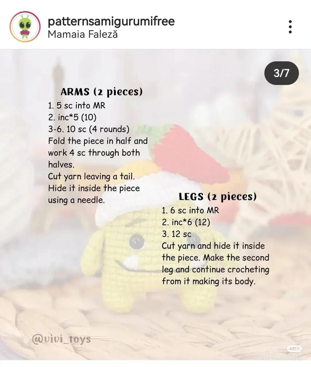 Free Crochet Pattern: Lunch the Monster Amigurumi Doll with Hat and Chili Pepper