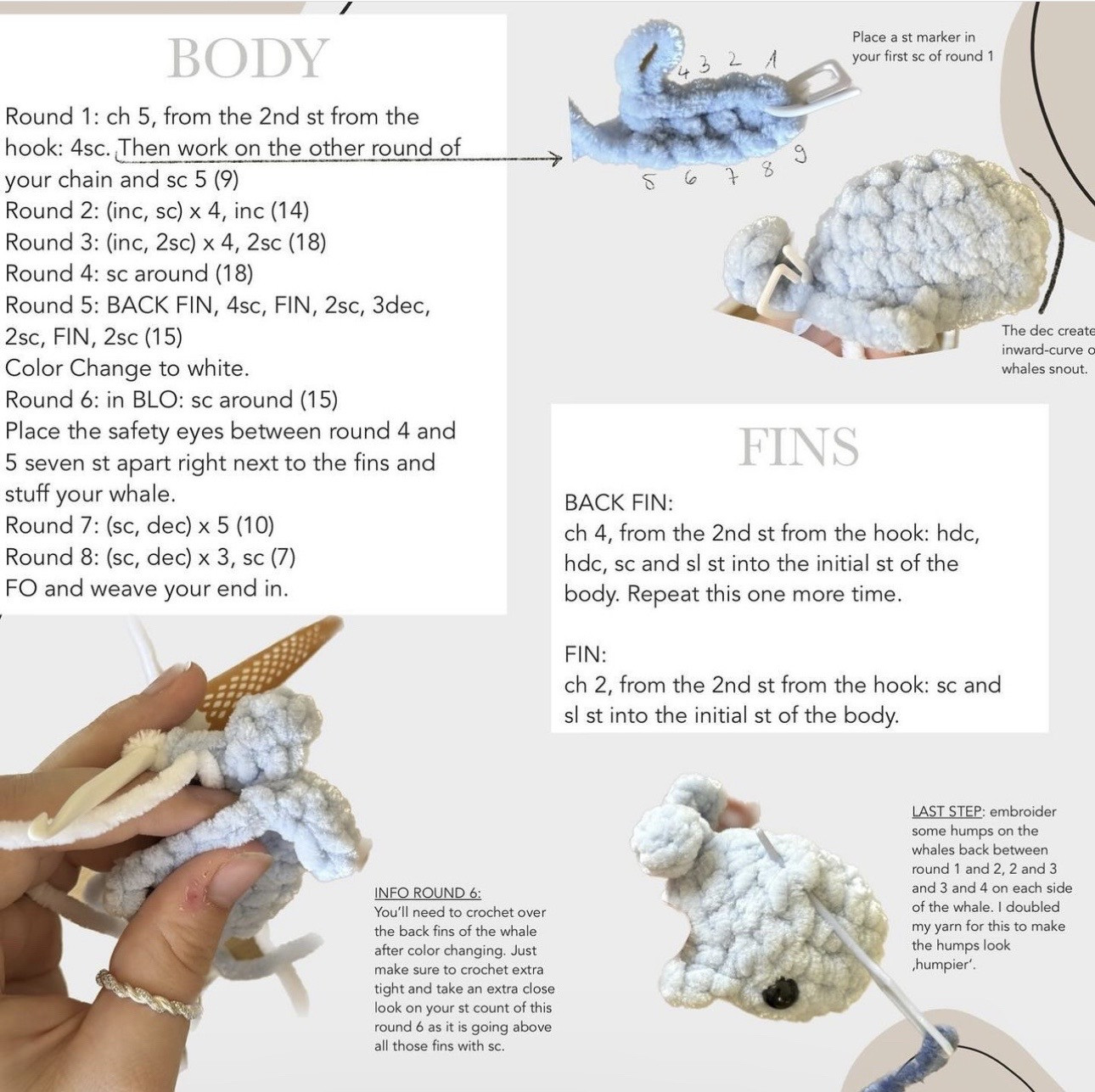 Free Crochet Pattern: Mini Humpback Whale Amigurumi