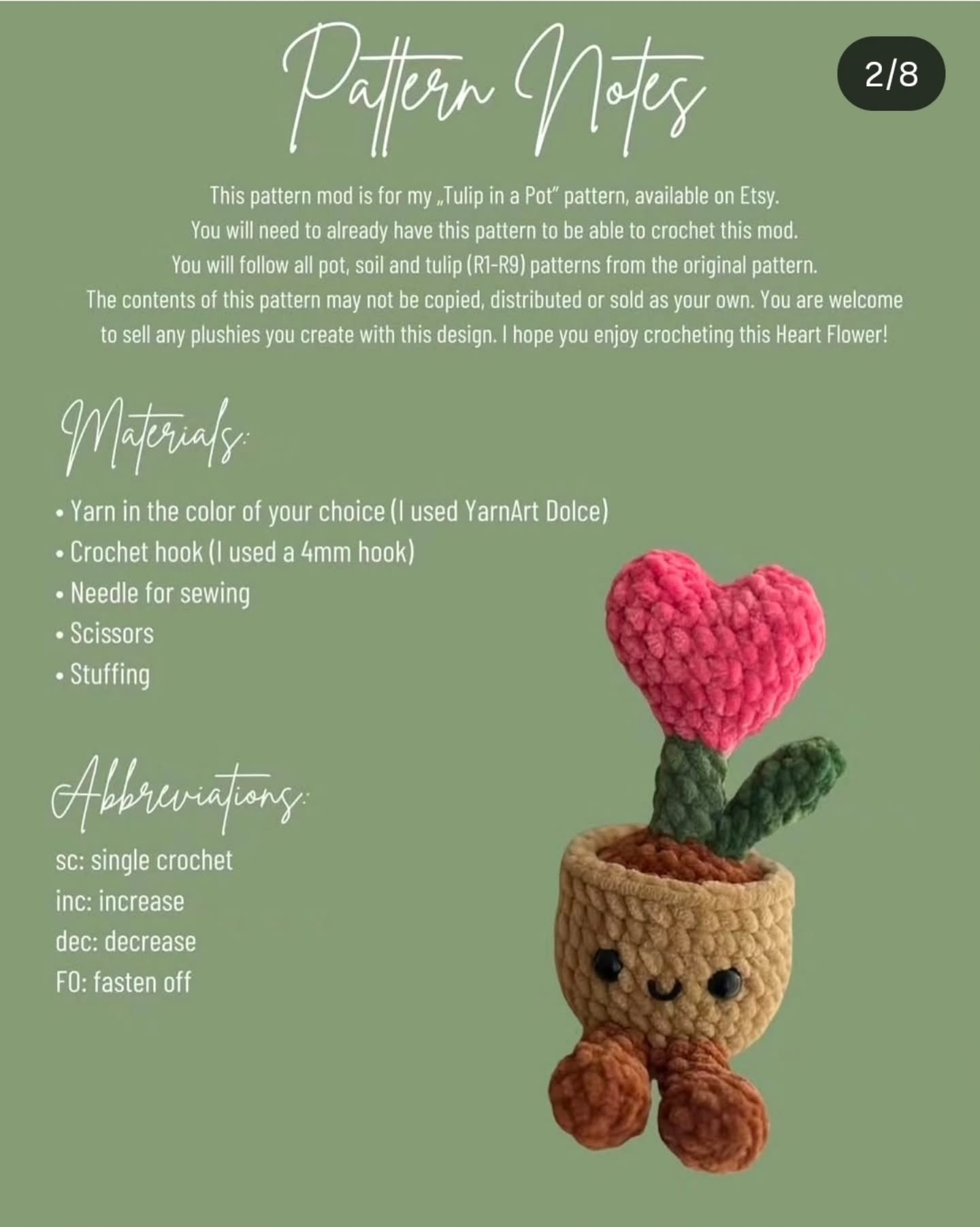 Free Crochet Pattern Mod: Cute Heart Flower in Pot with Step-by-Step Instructions