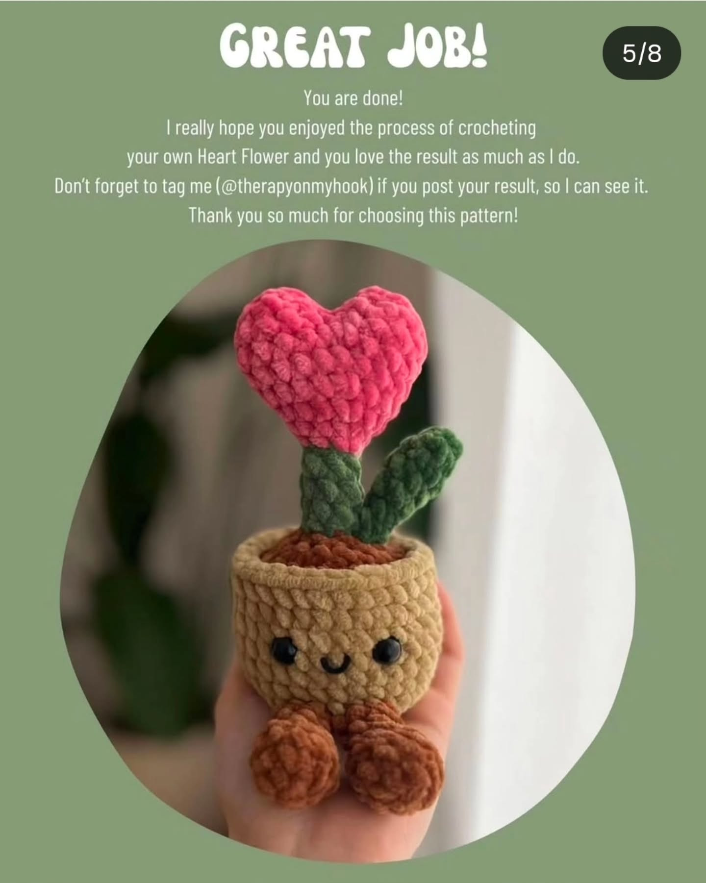 Free Crochet Pattern Mod: Cute Heart Flower in Pot with Step-by-Step Instructions