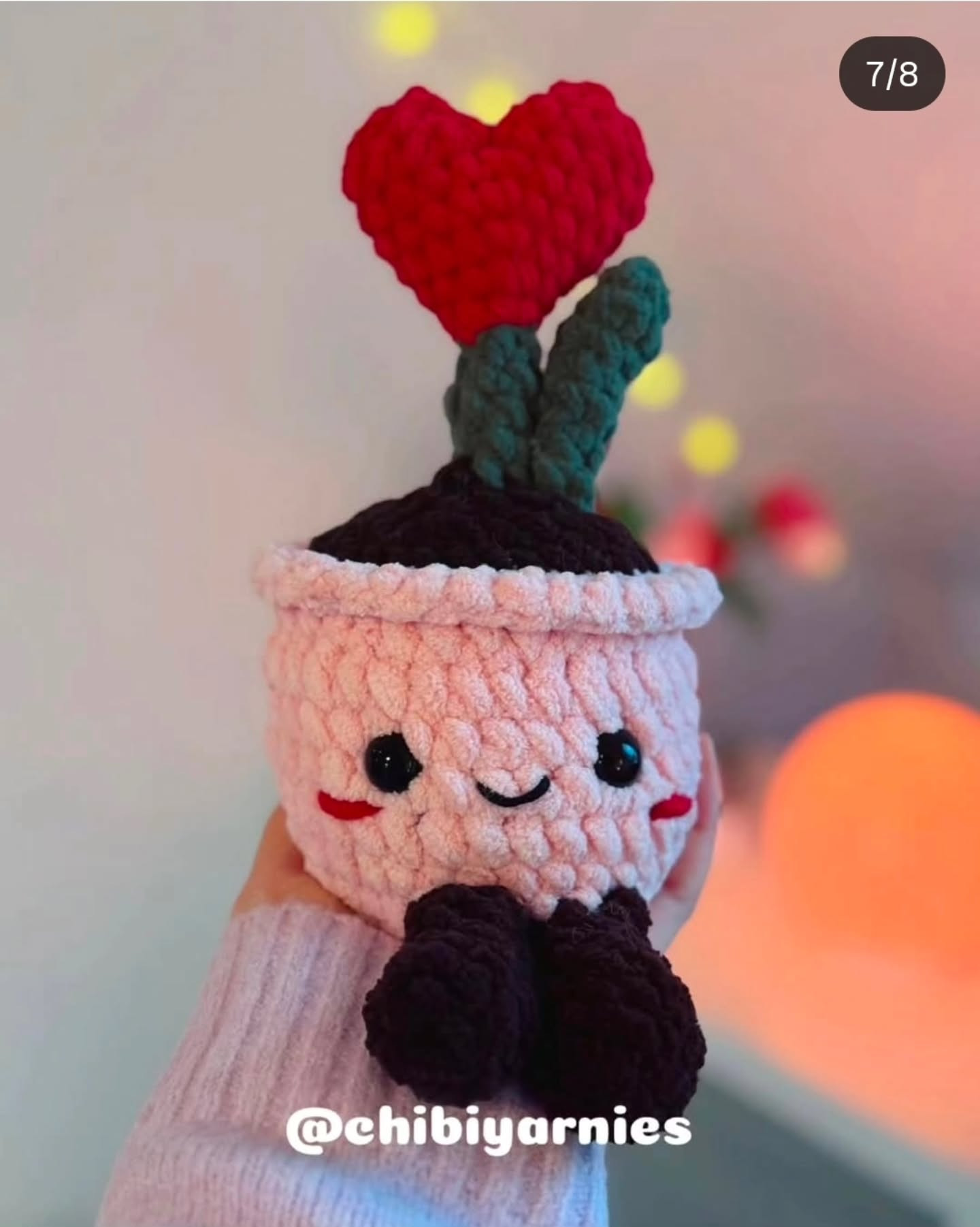 Free Crochet Pattern Mod: Cute Heart Flower in Pot with Step-by-Step Instructions