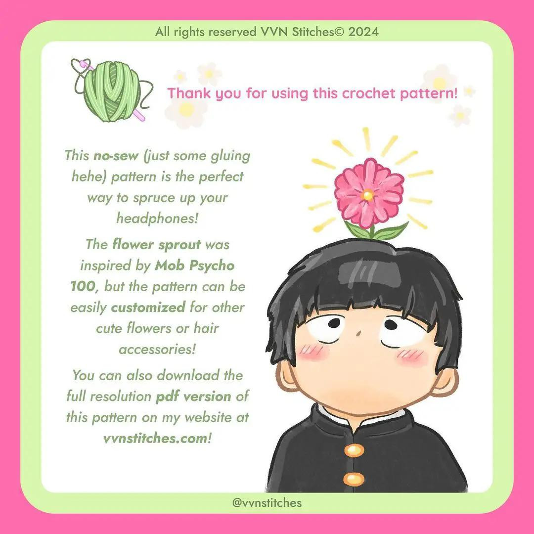 Free Crochet Pattern: No-Sew Headphone Flower Sprout