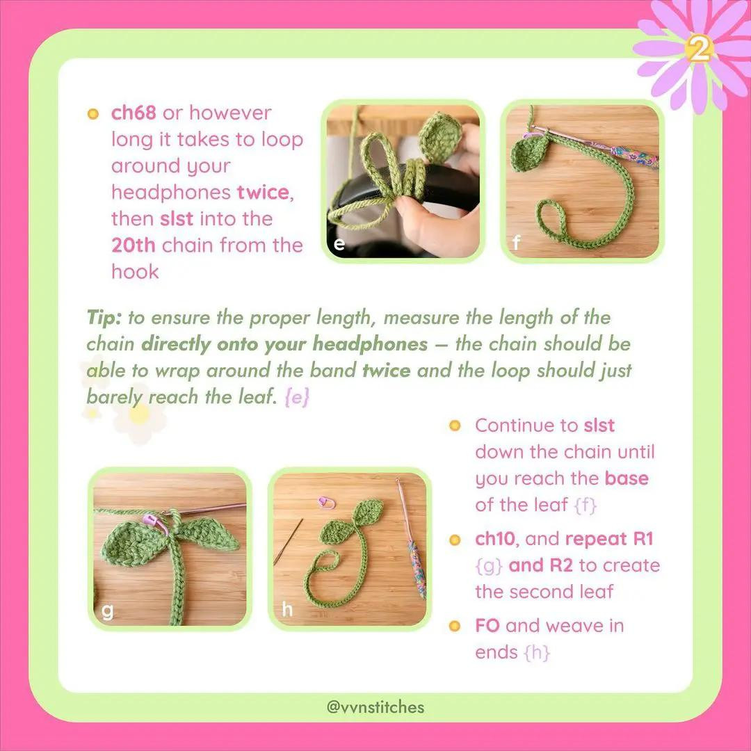 Free Crochet Pattern: No-Sew Headphone Flower Sprout