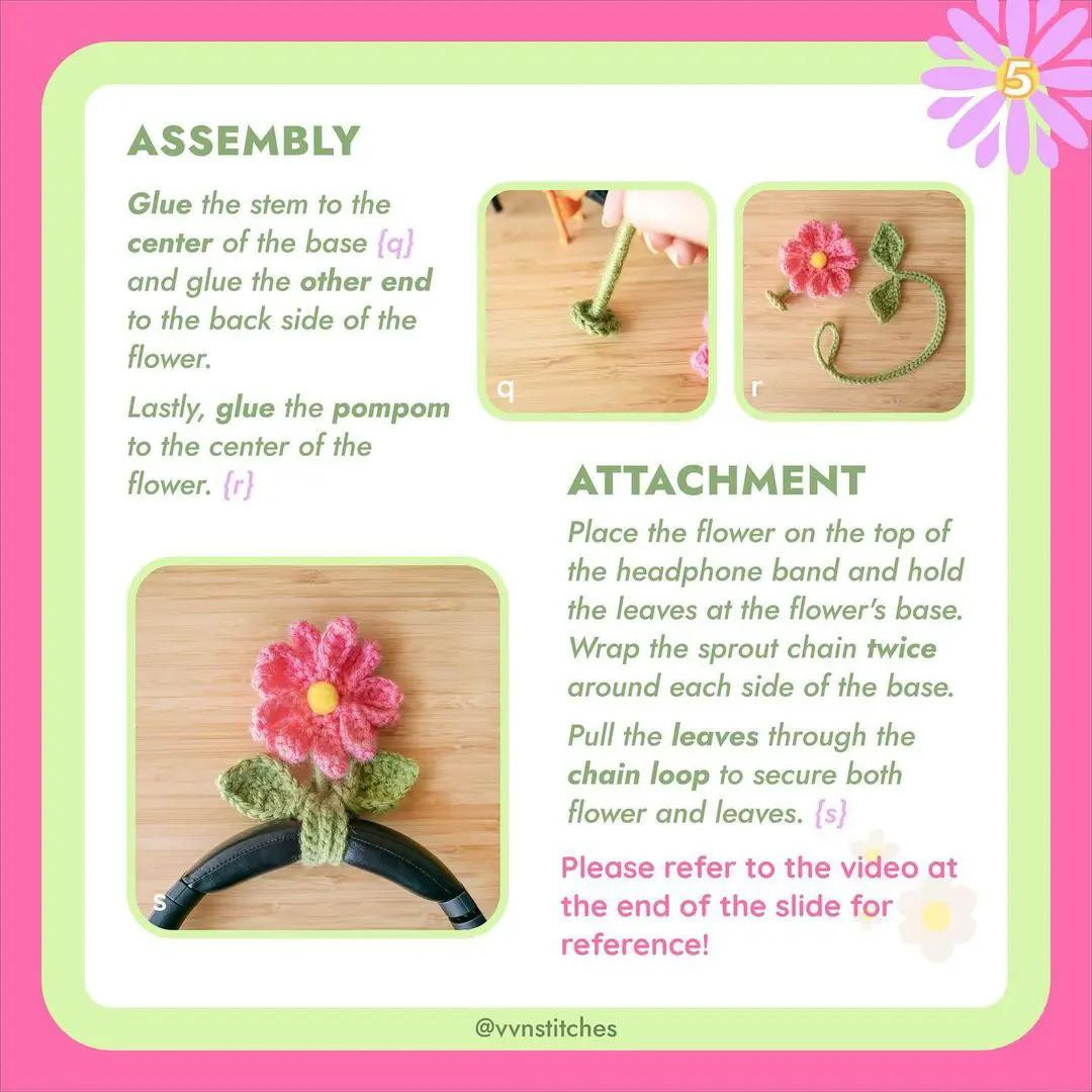 Free Crochet Pattern: No-Sew Headphone Flower Sprout