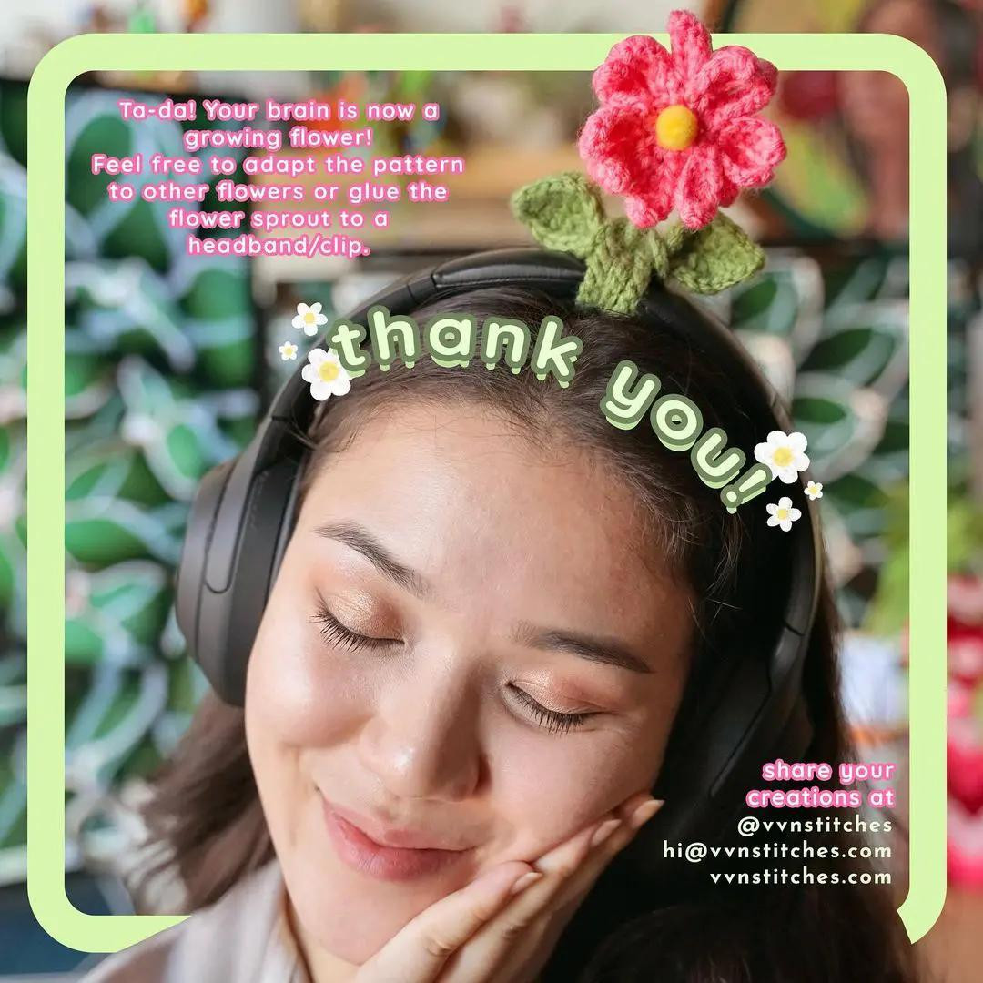 Free Crochet Pattern: No-Sew Headphone Flower Sprout