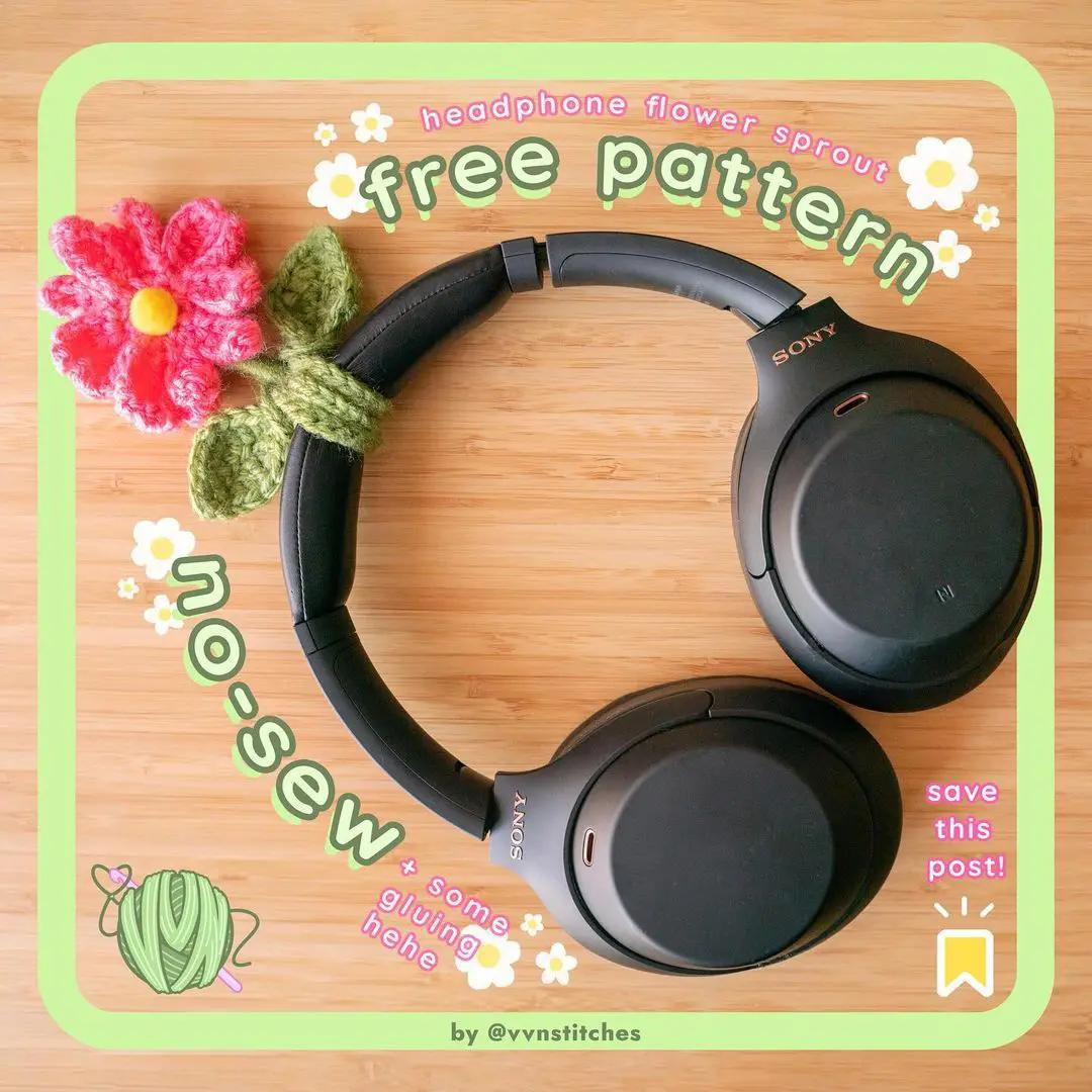 Free Crochet Pattern: No-Sew Headphone Flower Sprout